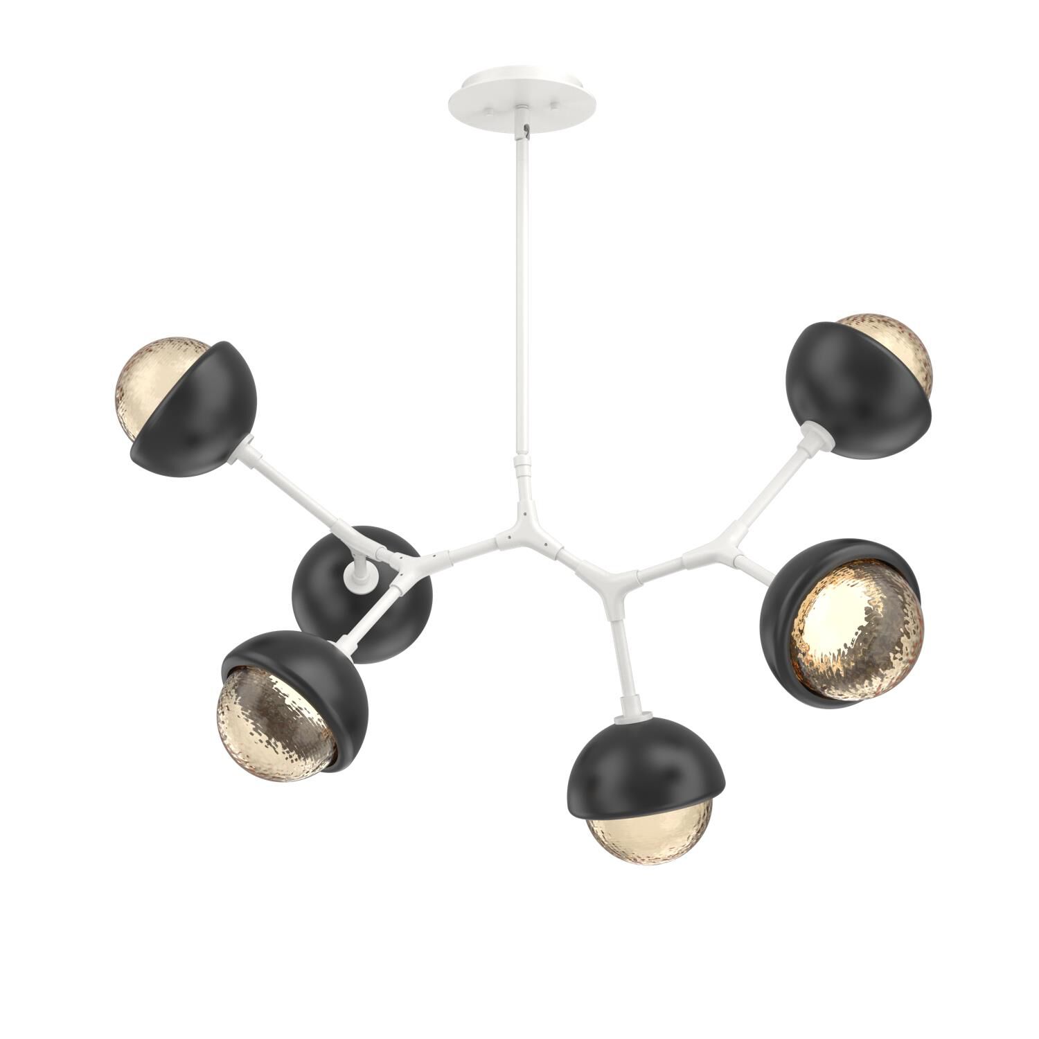 Shown in Salt White finish and Amber glass and Matte Black accent