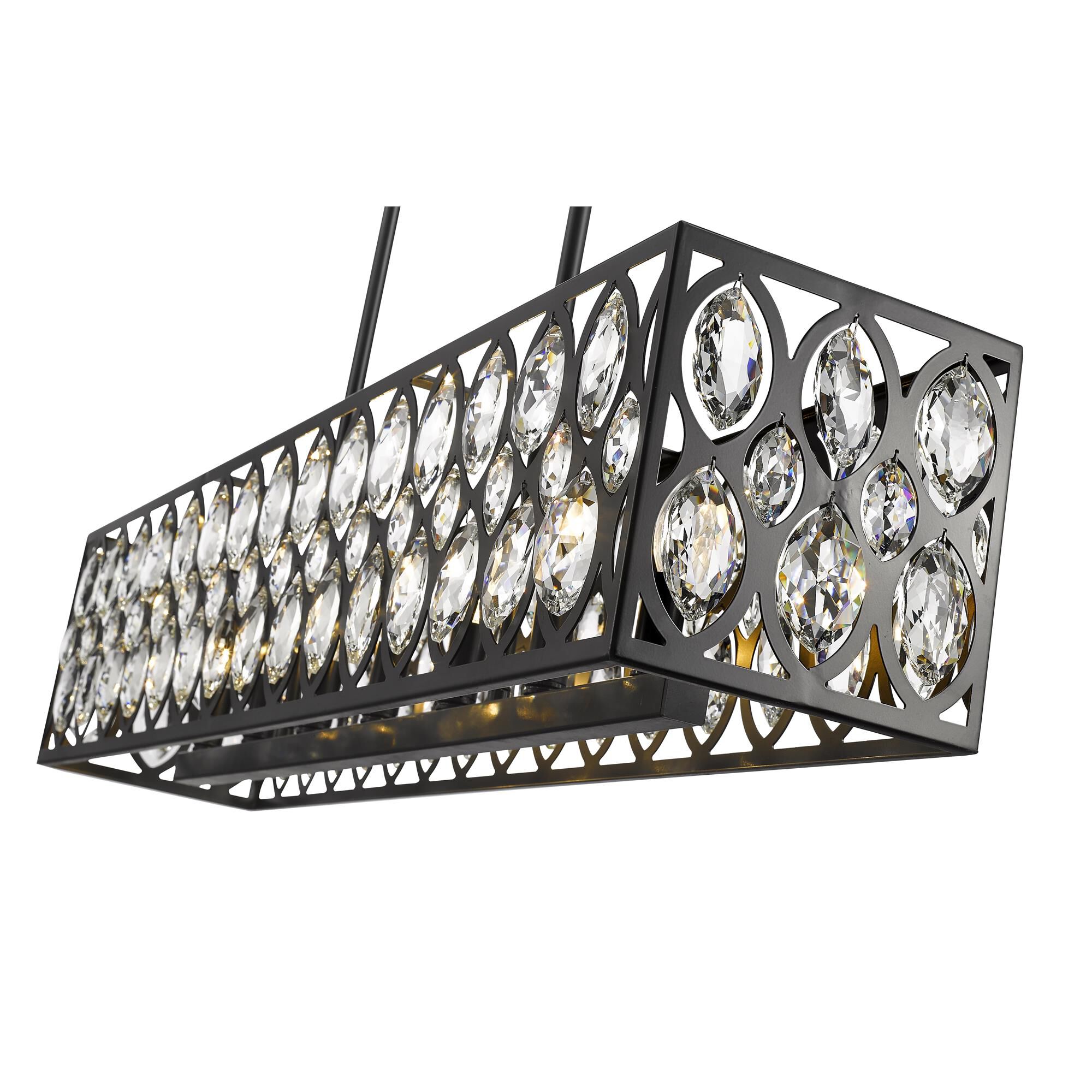 Shown in Matte Black finish and Steel + K9 Crystal glass and Steel + K9 Crystal shade