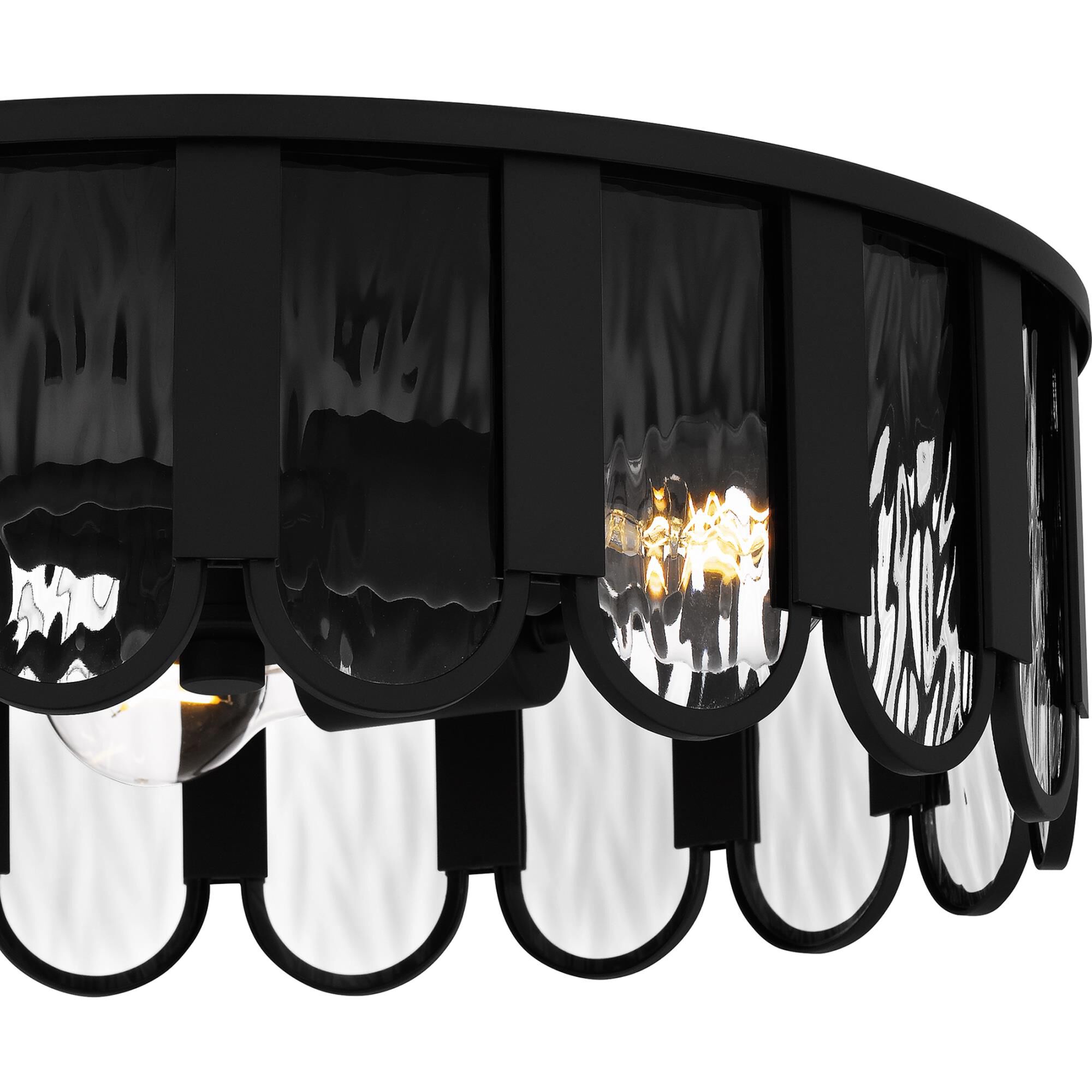 Shown in Matte Black finish and Clear Glacier Glass shade