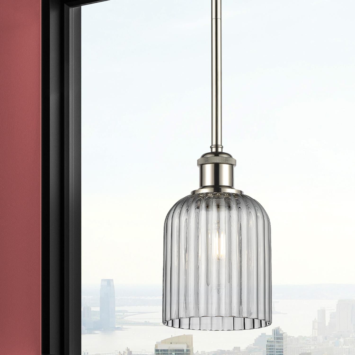 Shown in Polished Nickel finish and Light Smoke glass