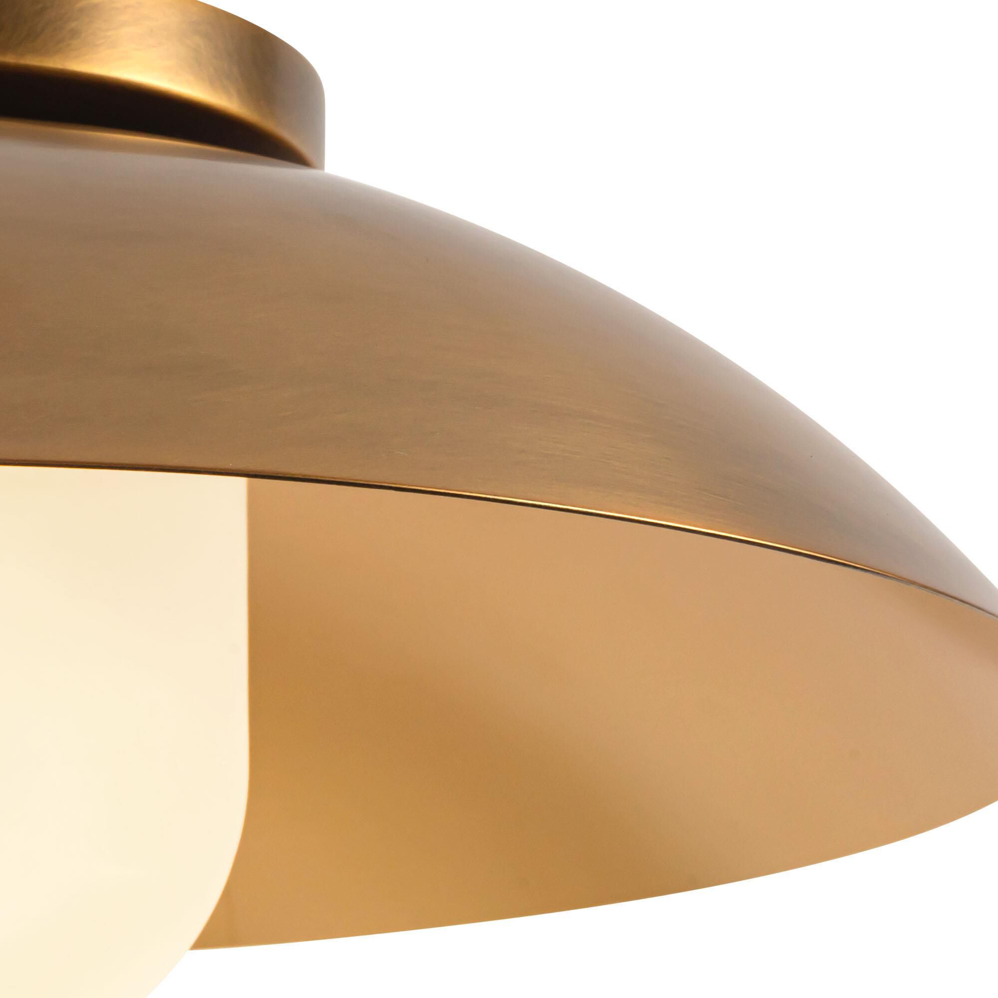 Shown in Vintage Brass finish and Matte Opal glass