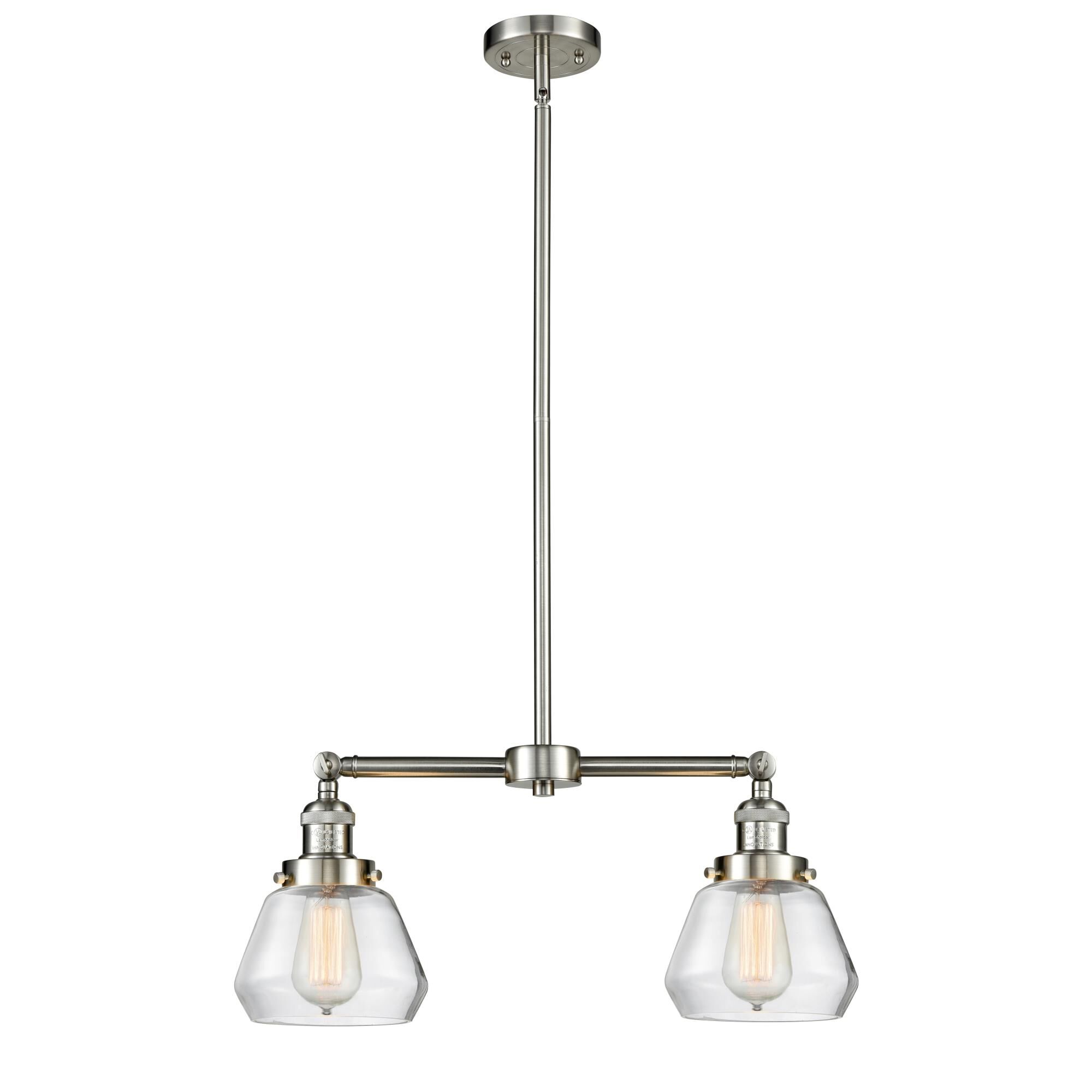 Shown in Brushed Satin Nickel finish and Clear glass