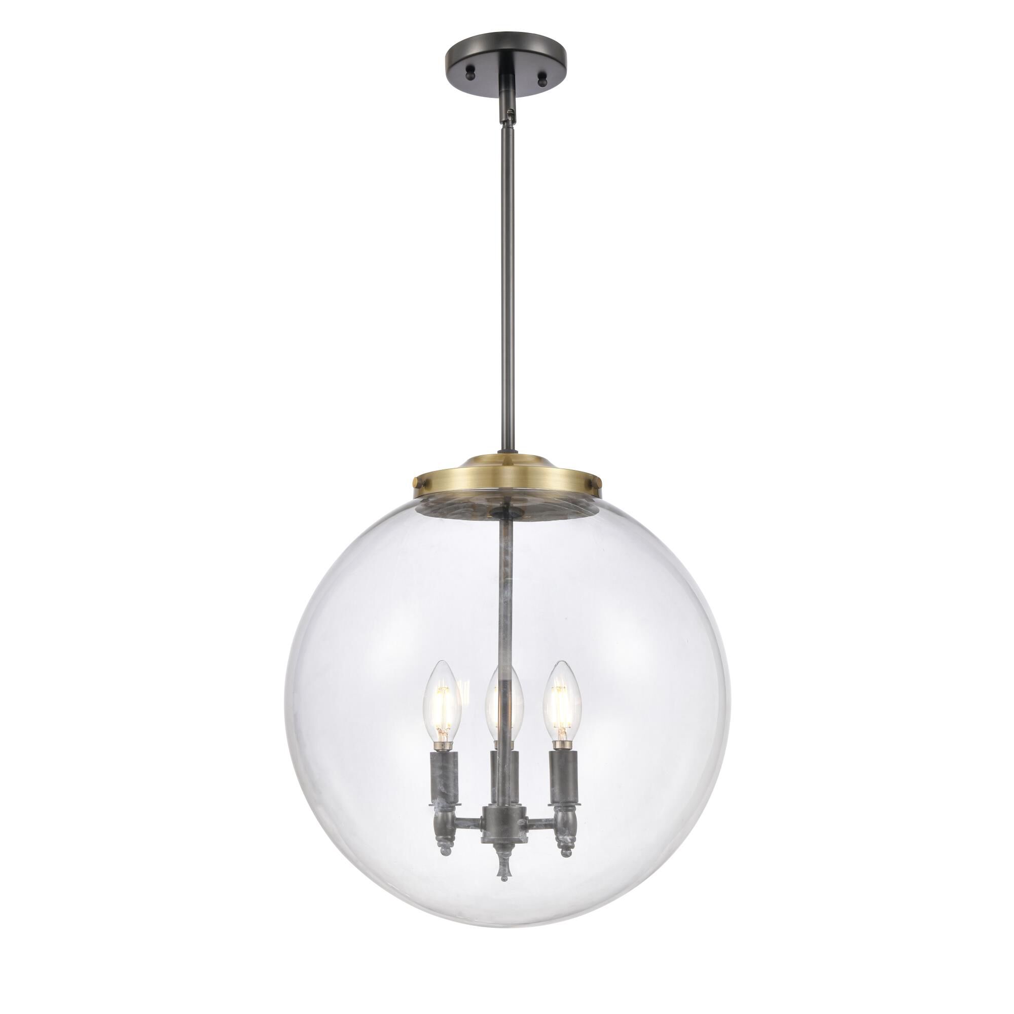 Shown in Black Antique Brass finish and Clear Beacon glass