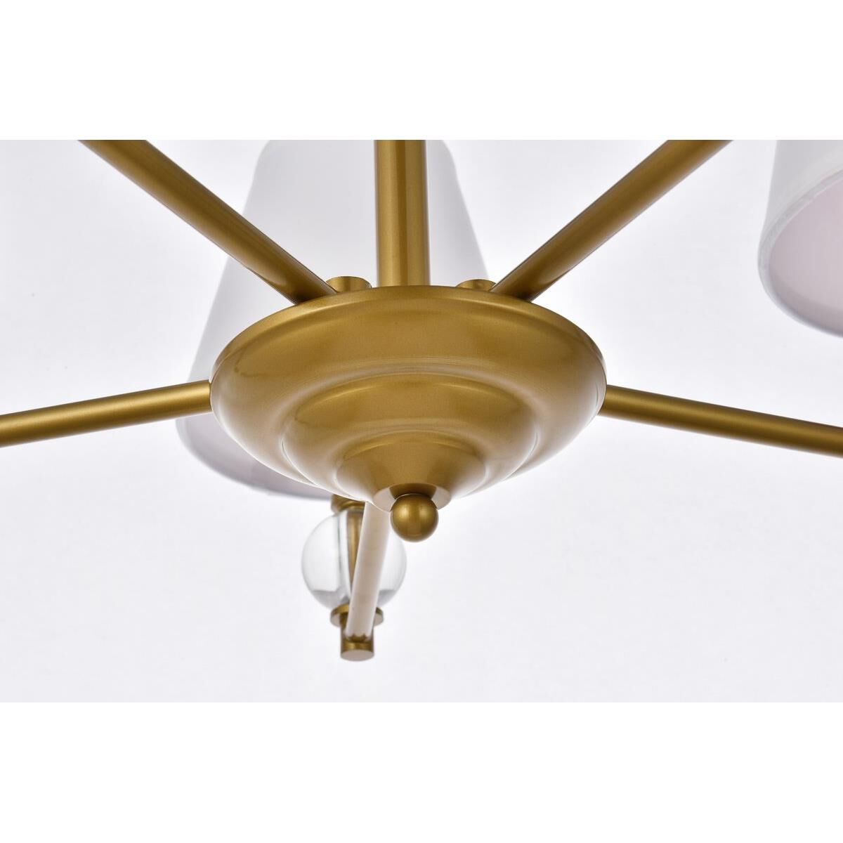 Shown in Brass finish and Royal Cut Clear crystal and White Fabric shade