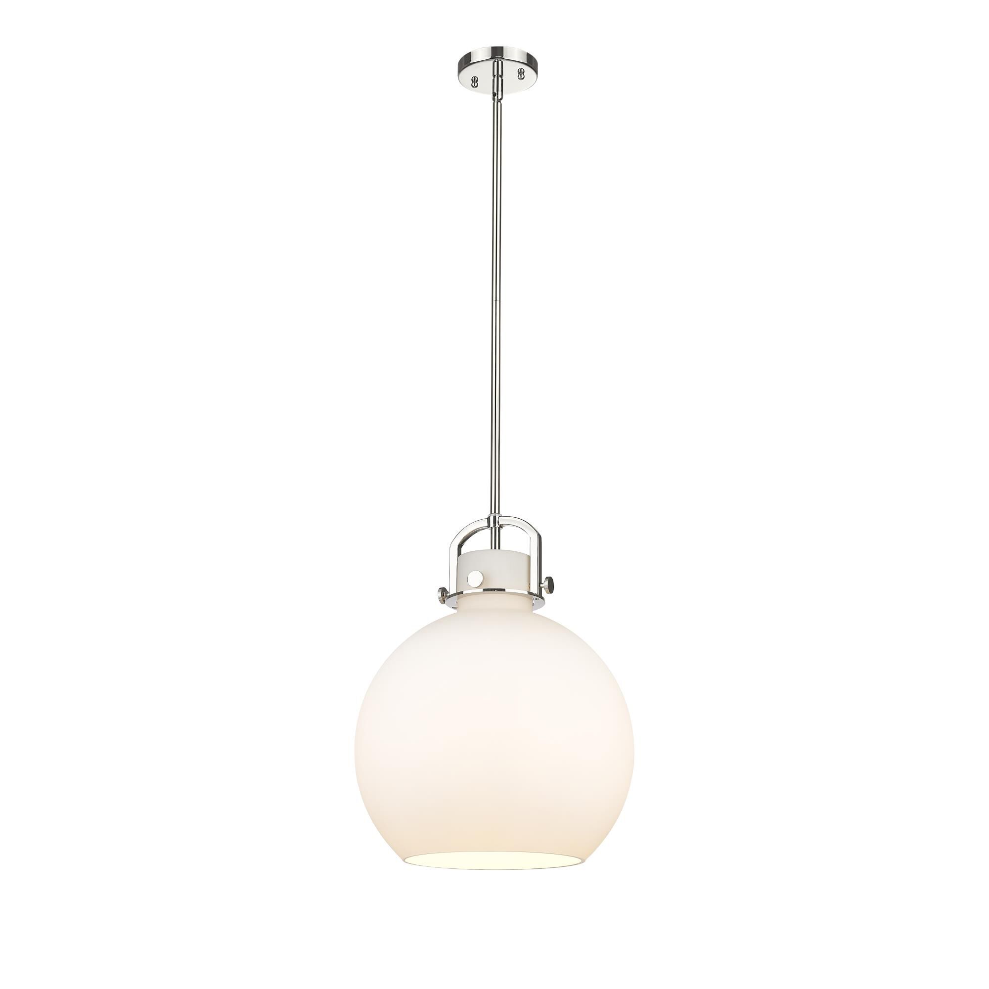 Shown in Polished Nickel finish and Matte White glass