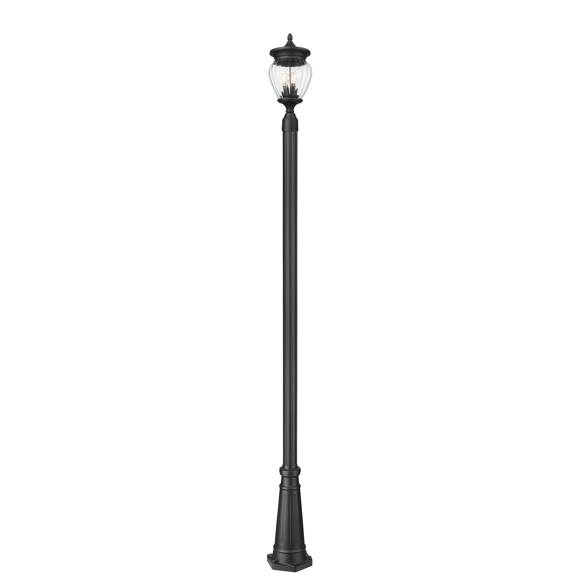 Shown in Black finish and Clear Ribbed glass and Clear Ribbed shade