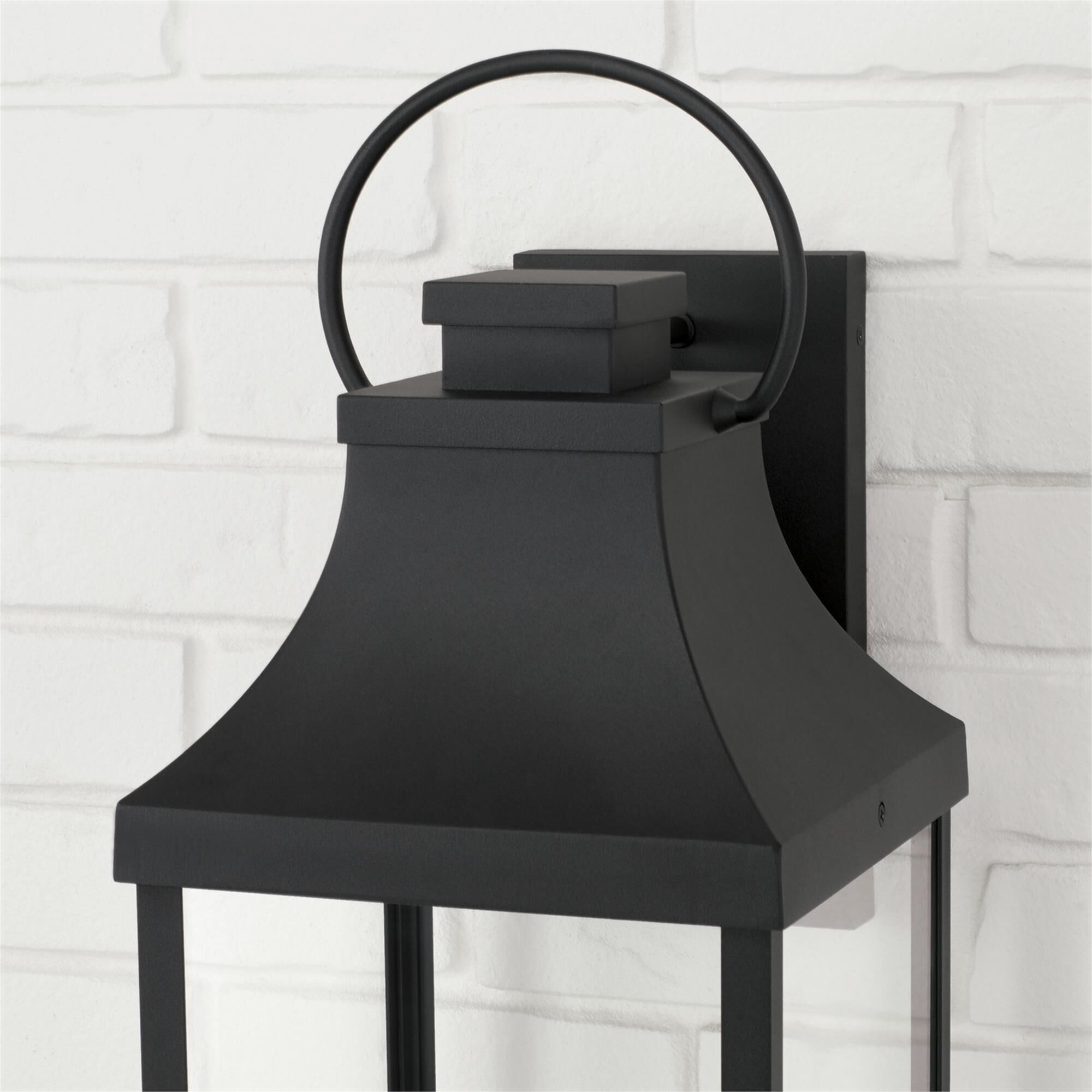 Shown in Black finish and Clear glass