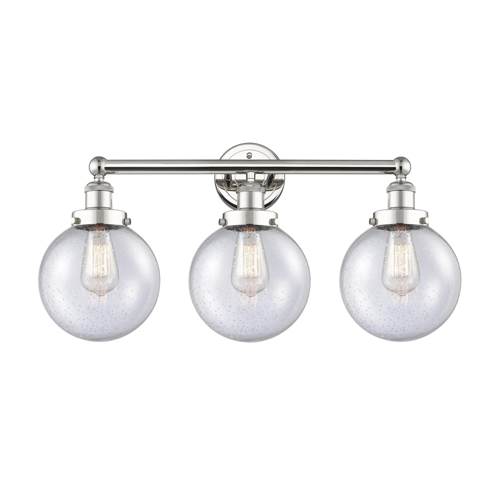 Shown in Polished Nickel finish and Seedy glass