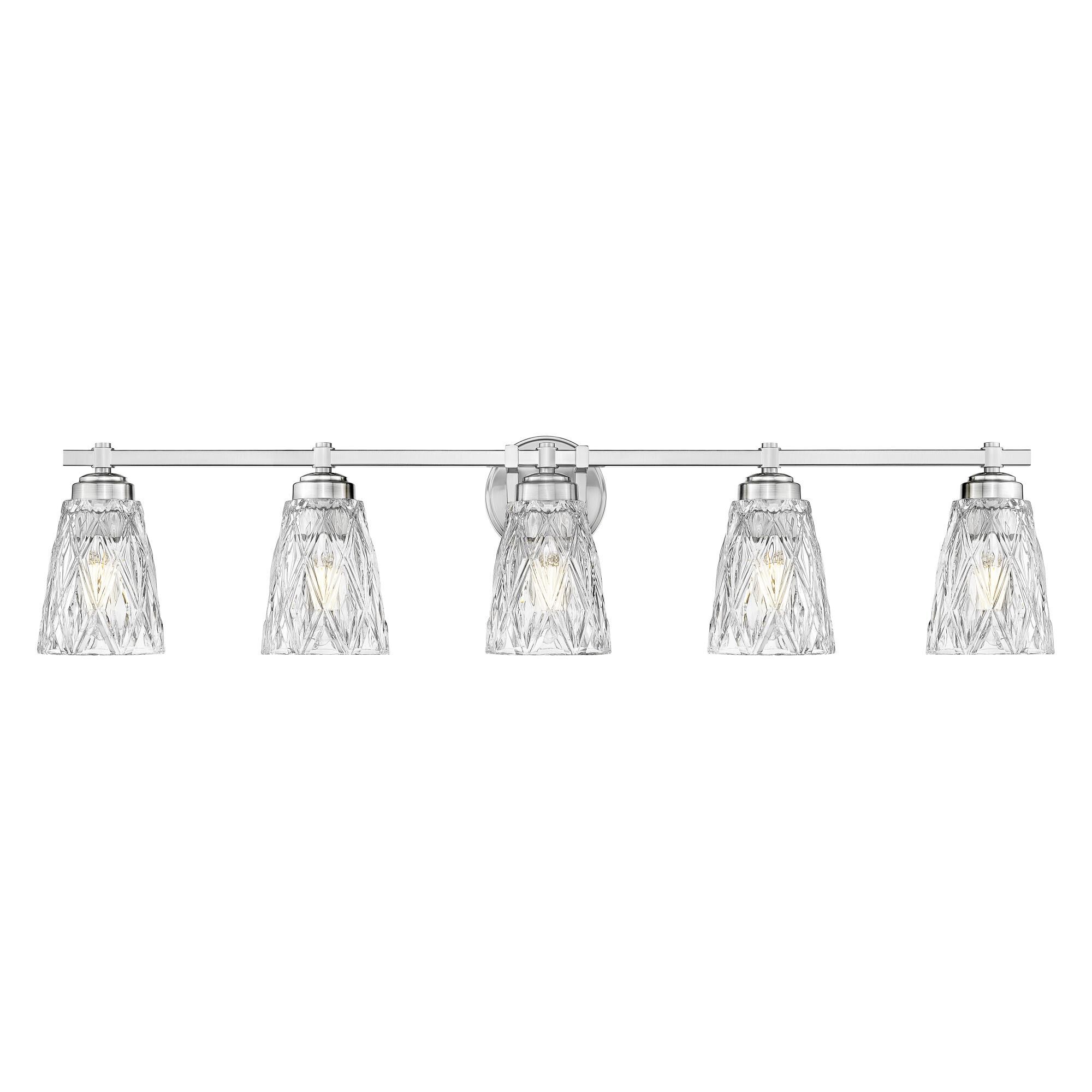 Shown in Brushed Nickel finish and Clear glass