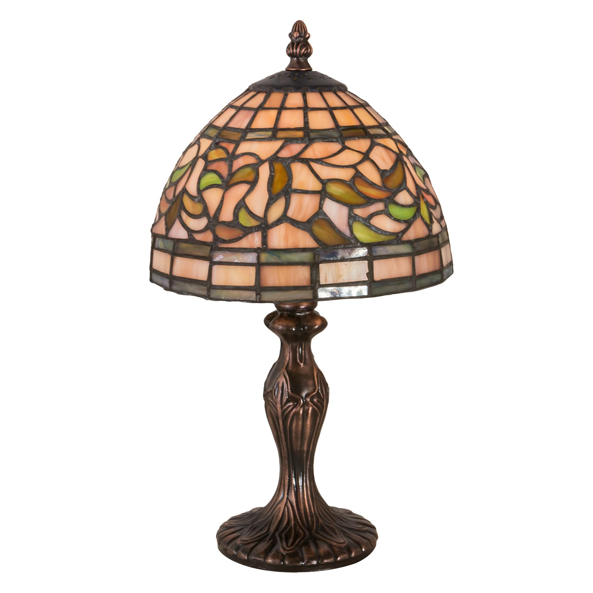 Shown in Mahogany Bronze finish and Autumn Gold-Russet-Moss Green-Amber glass