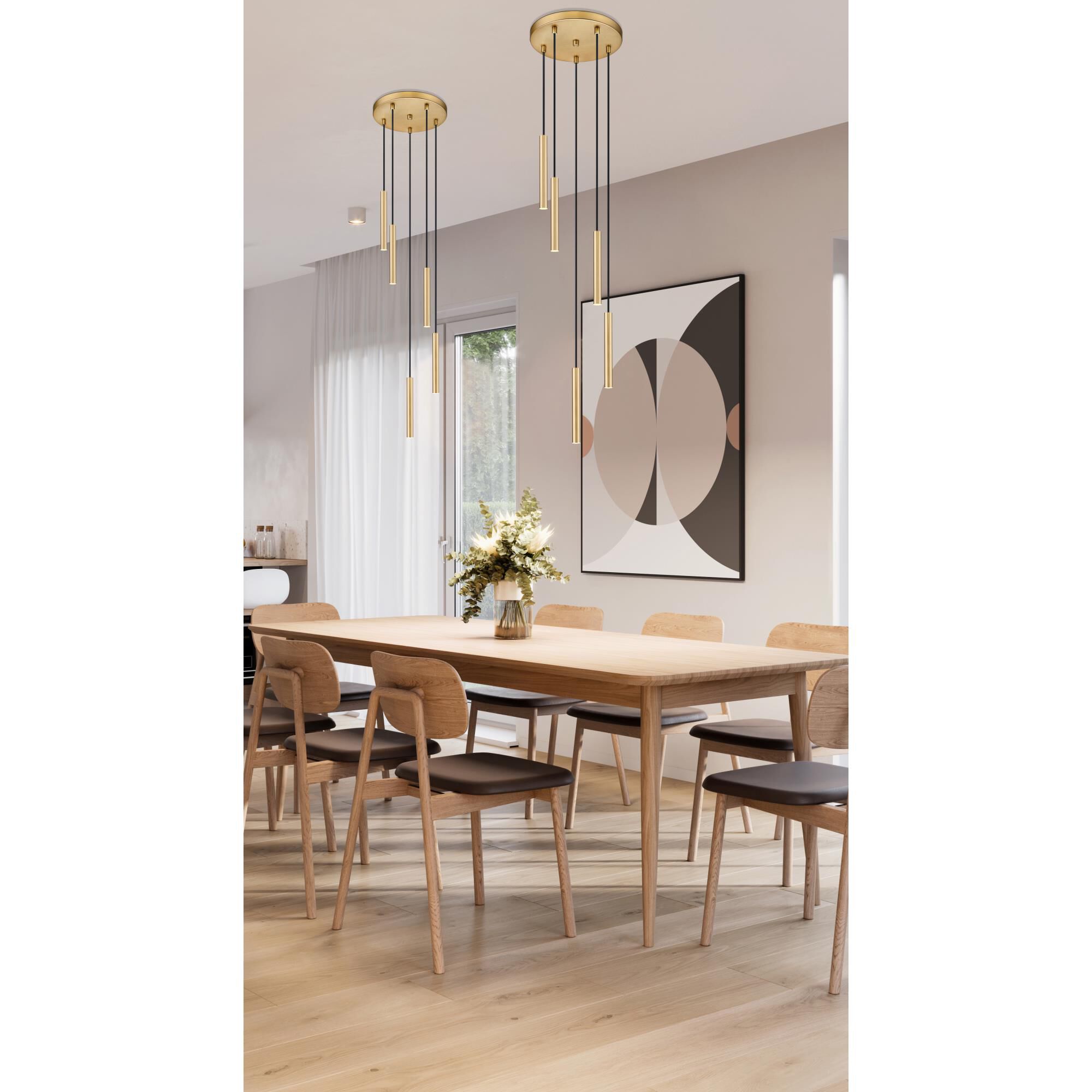 Shown in Modern Gold finish and Modern Gold glass and Modern Gold shade