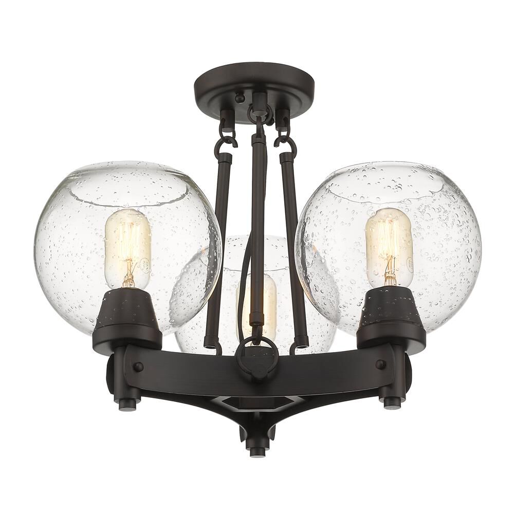 Shown in Rubbed Bronze finish and Seeded glass