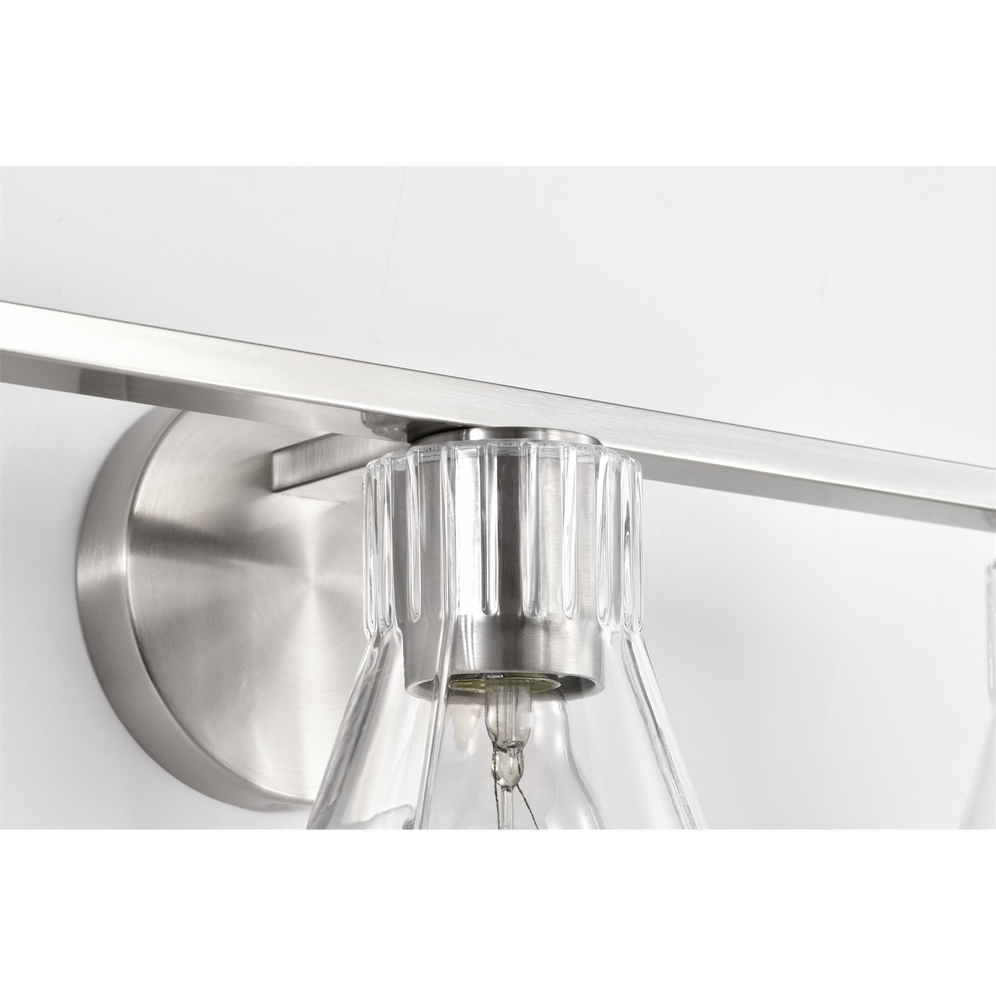 Shown in Brushed Nickel finish and Clear glass