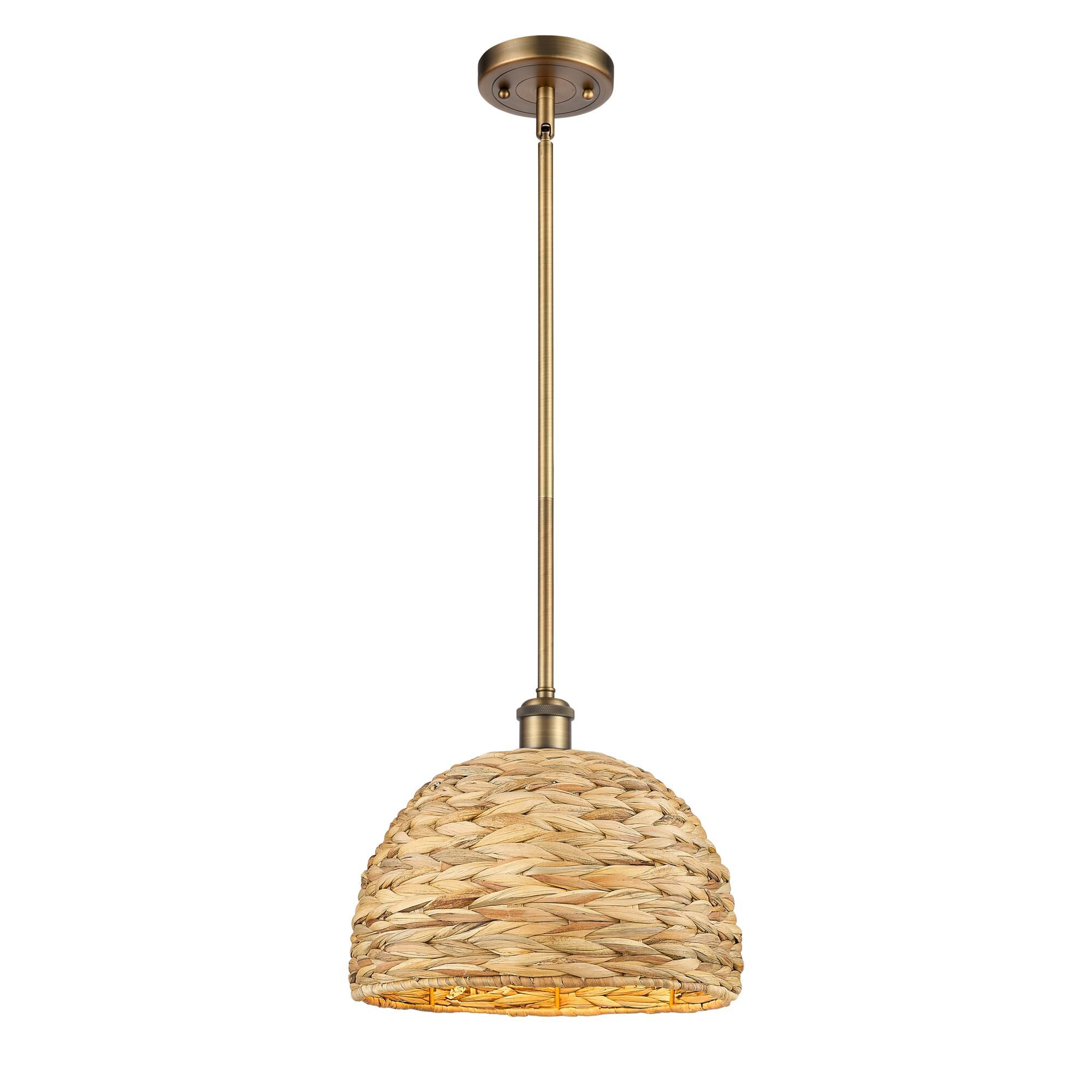 Shown in Brushed Brass finish and Natural shade