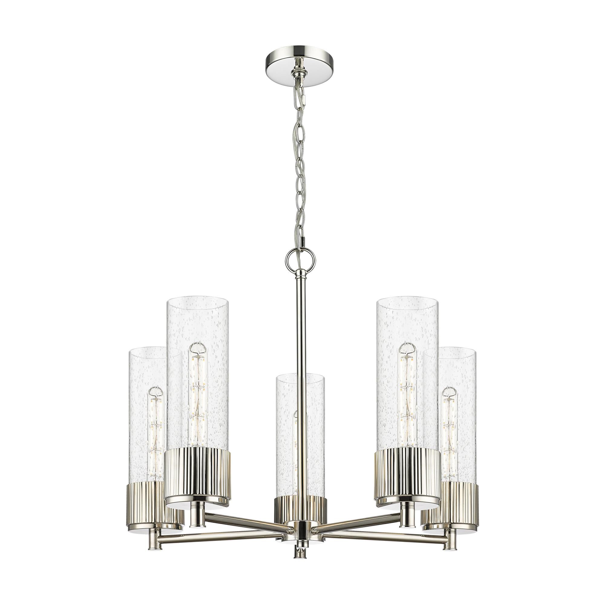 Shown in Polished Nickel finish and Seedy glass