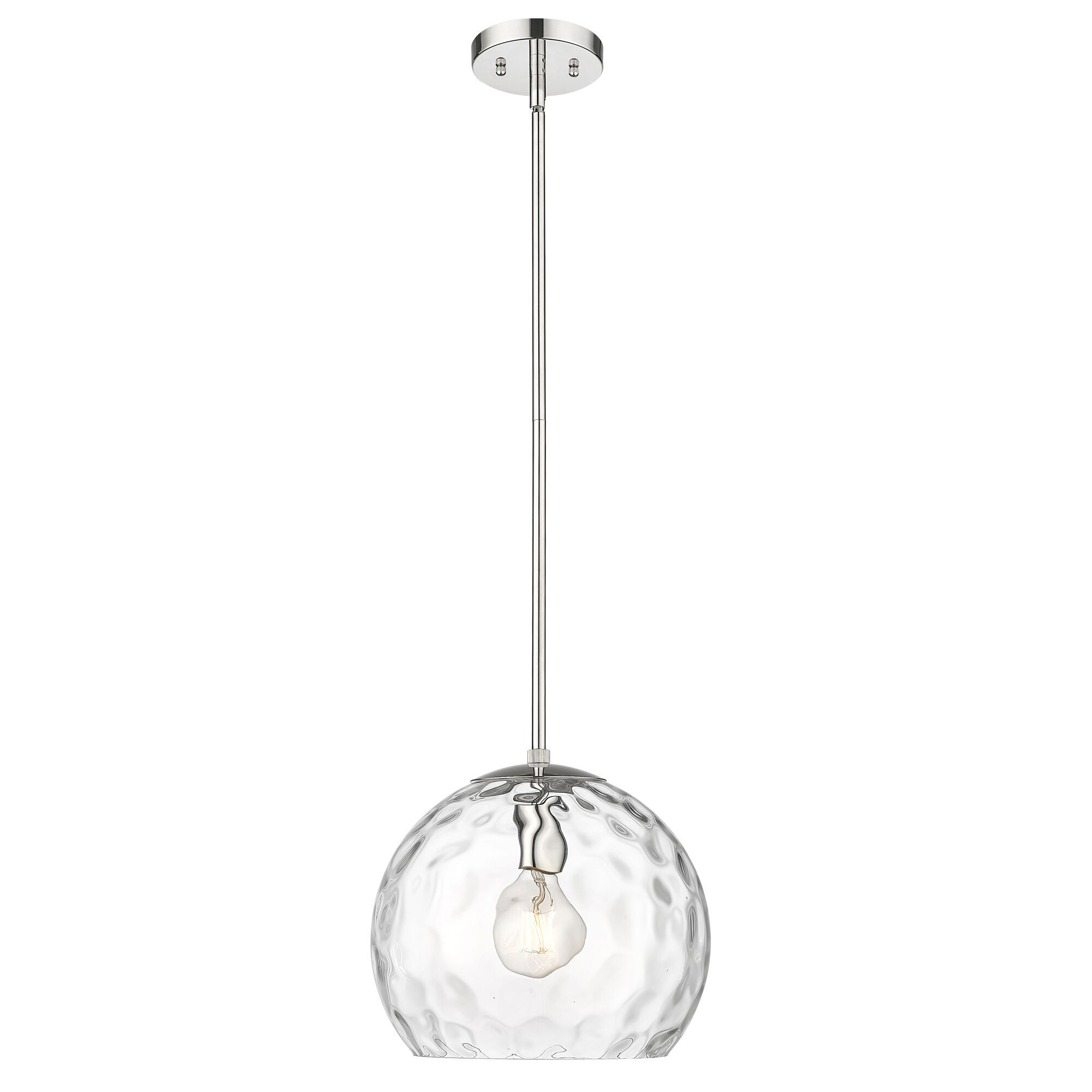 Shown in Polished Nickel finish and Rippled Water glass