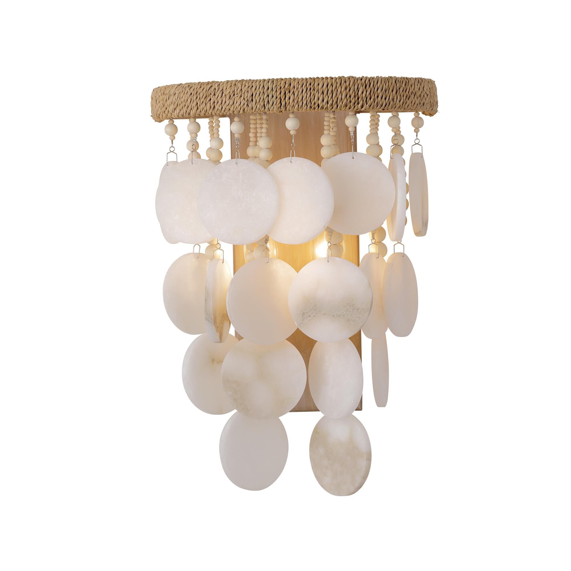Shown with Wood Beads+alabaster Stone shade