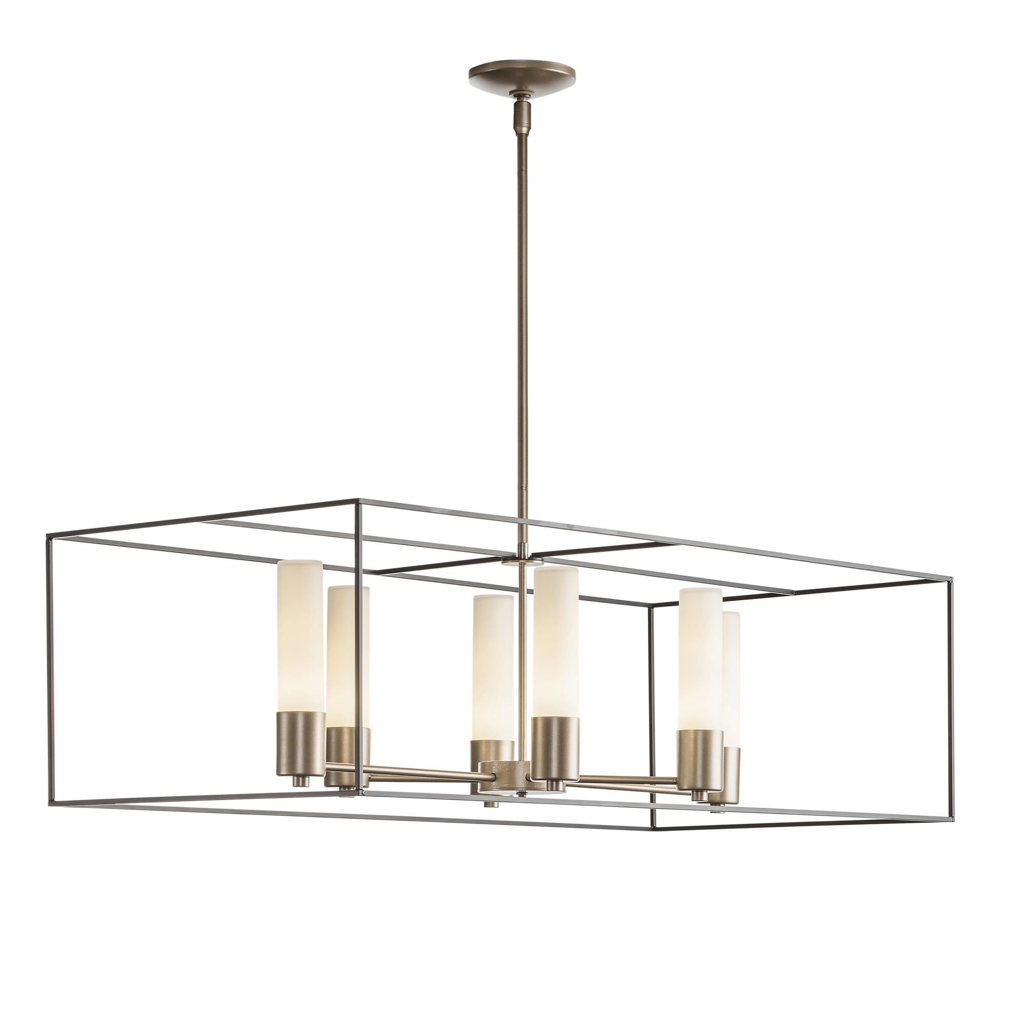 Shown in Soft Gold finish and Opal glass and Dark Smoke accent