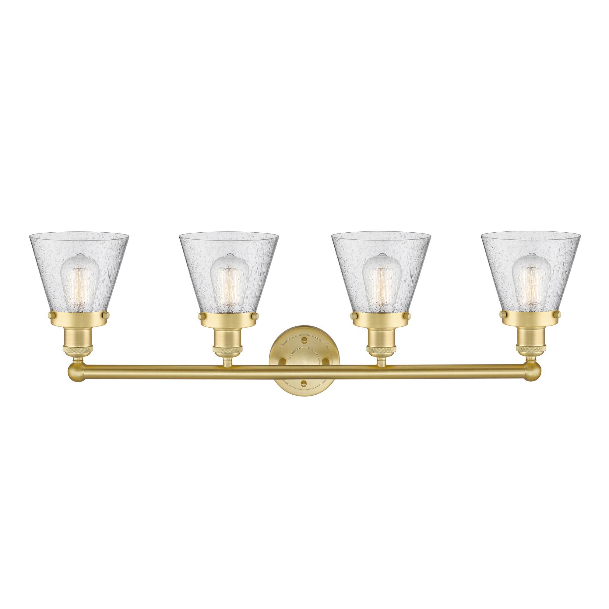 Shown in Satin Gold finish and Seedy glass