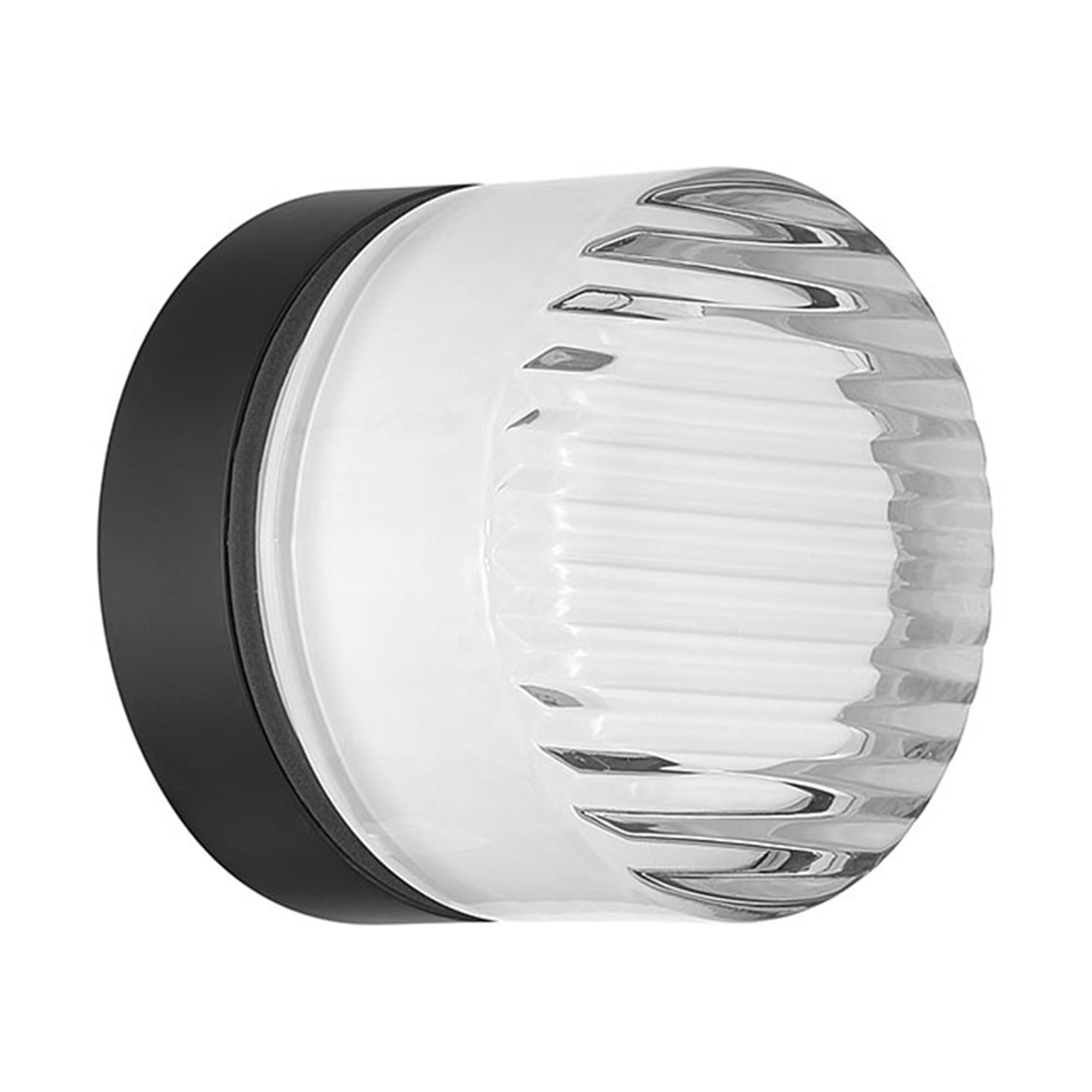 Shown in Matte Black finish and Clear Ribbed glass