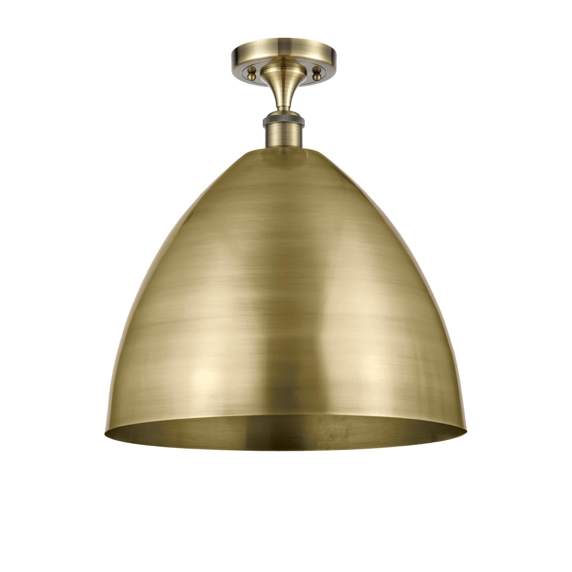 Shown in Antique Brass finish and Antique Brass Ballston Dome shade