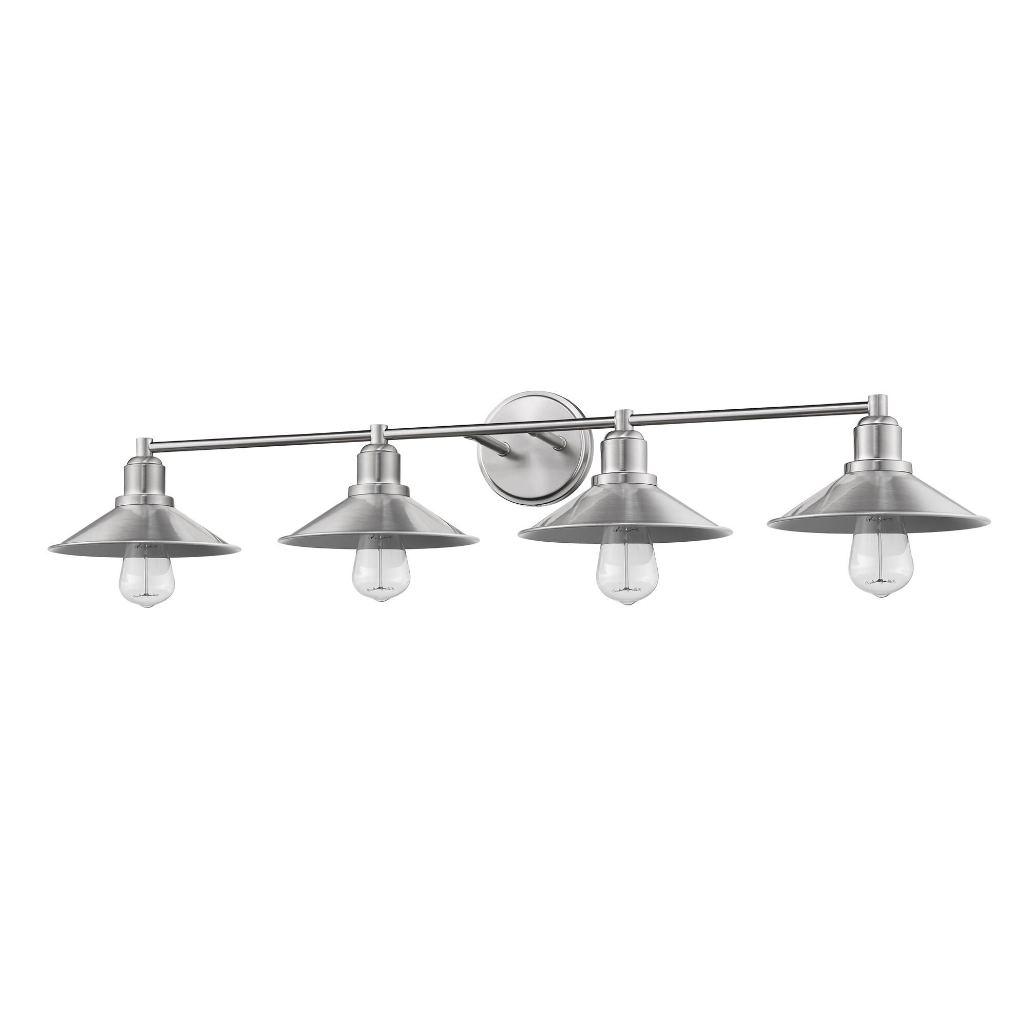 Shown in Brushed Nickel finish and Steel glass and Steel shade