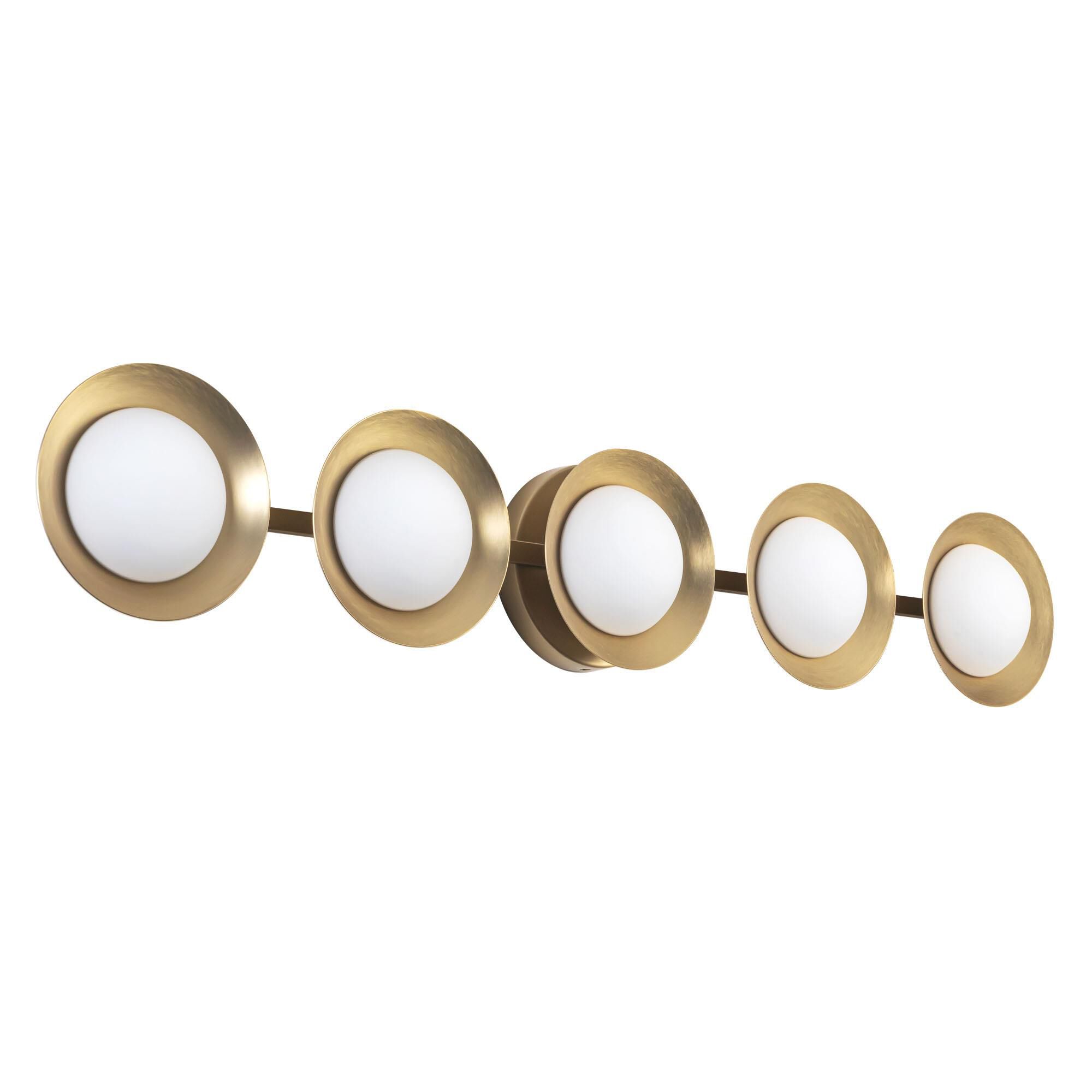 Shown in Brushed Gold finish and Opal glass