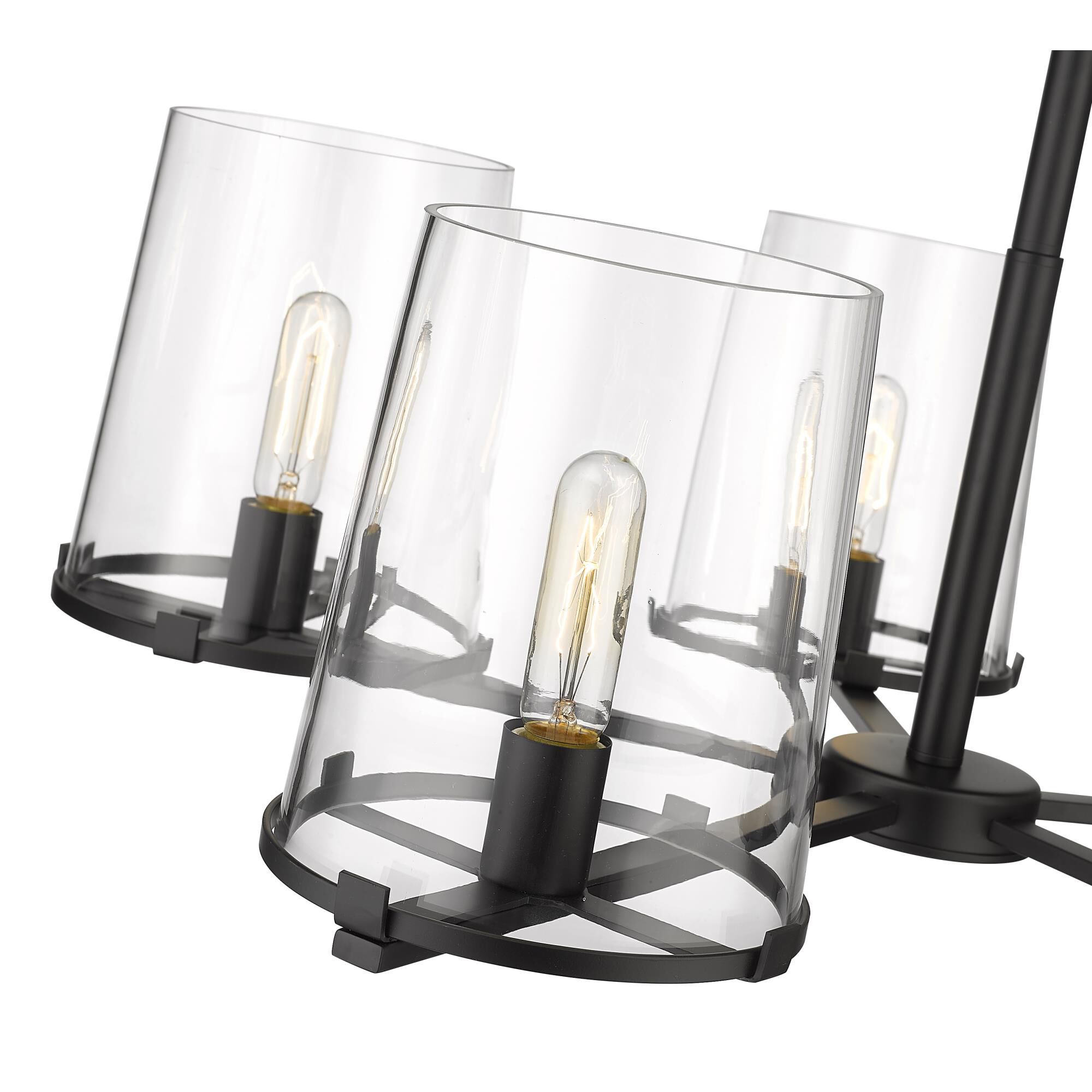 Shown in Matte Black finish and Glass shade