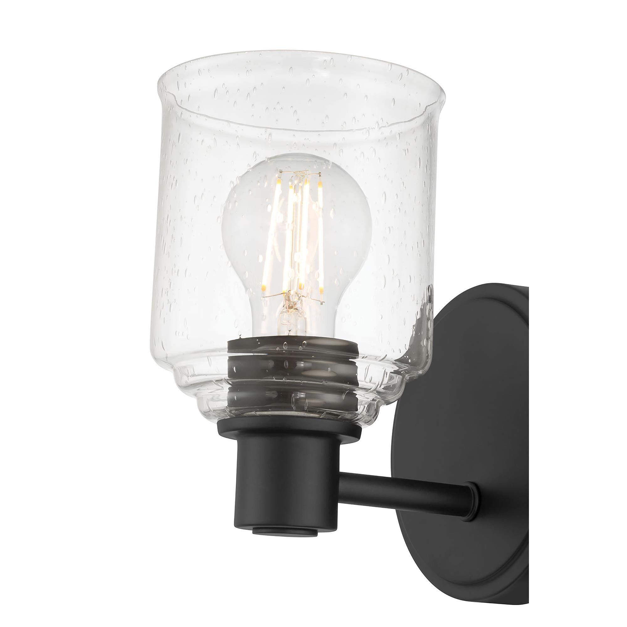 Shown in Matte Black finish and Clear Seeded glass
