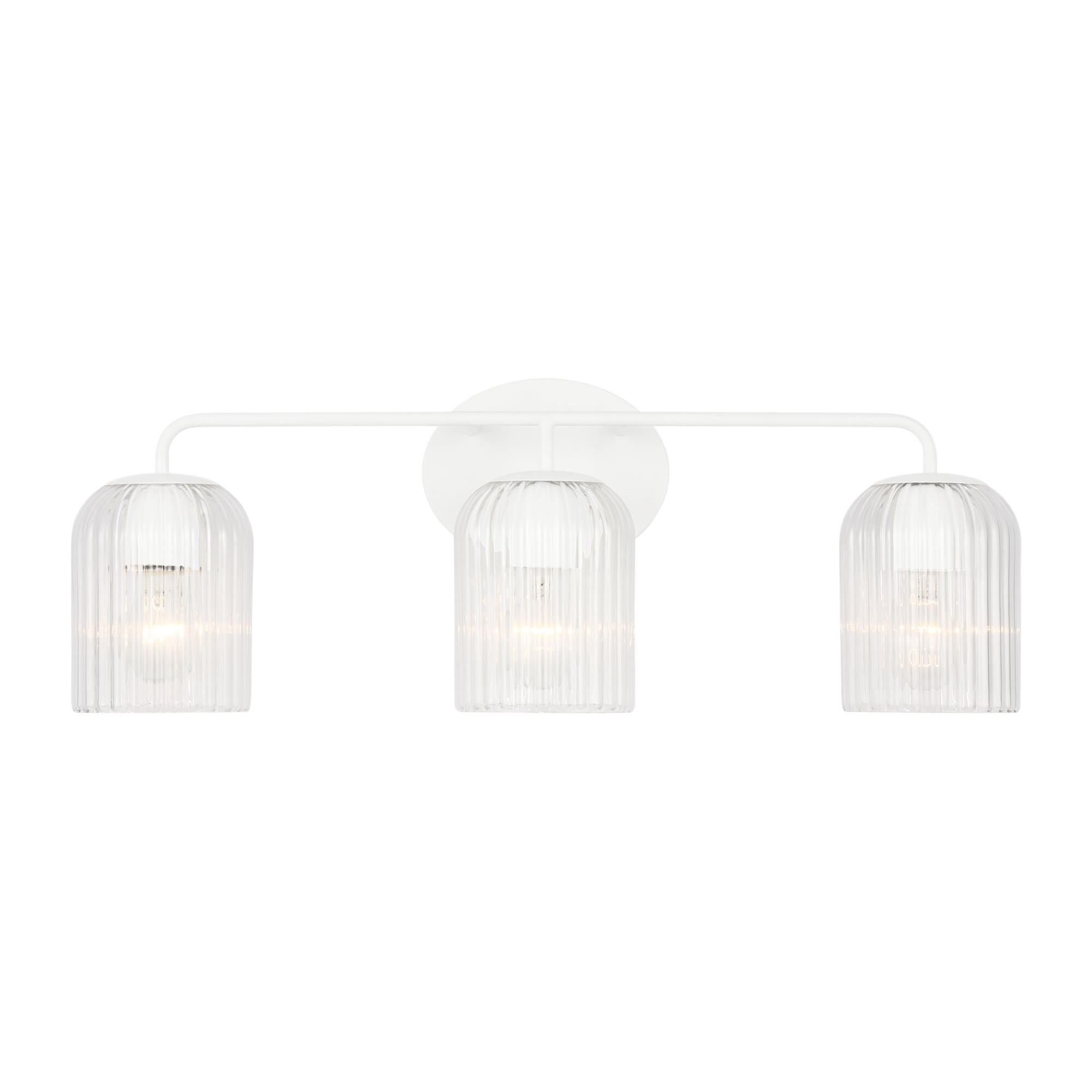Shown in Matte White finish and Clear Ribbed glass