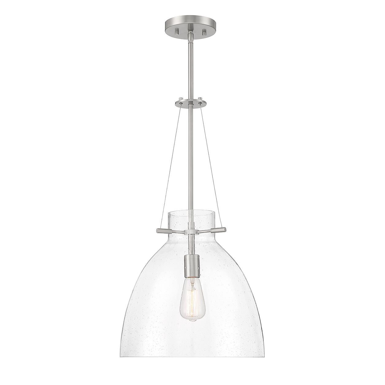 Shown in Satin Nickel finish and Clear Seeded glass and Glass shade