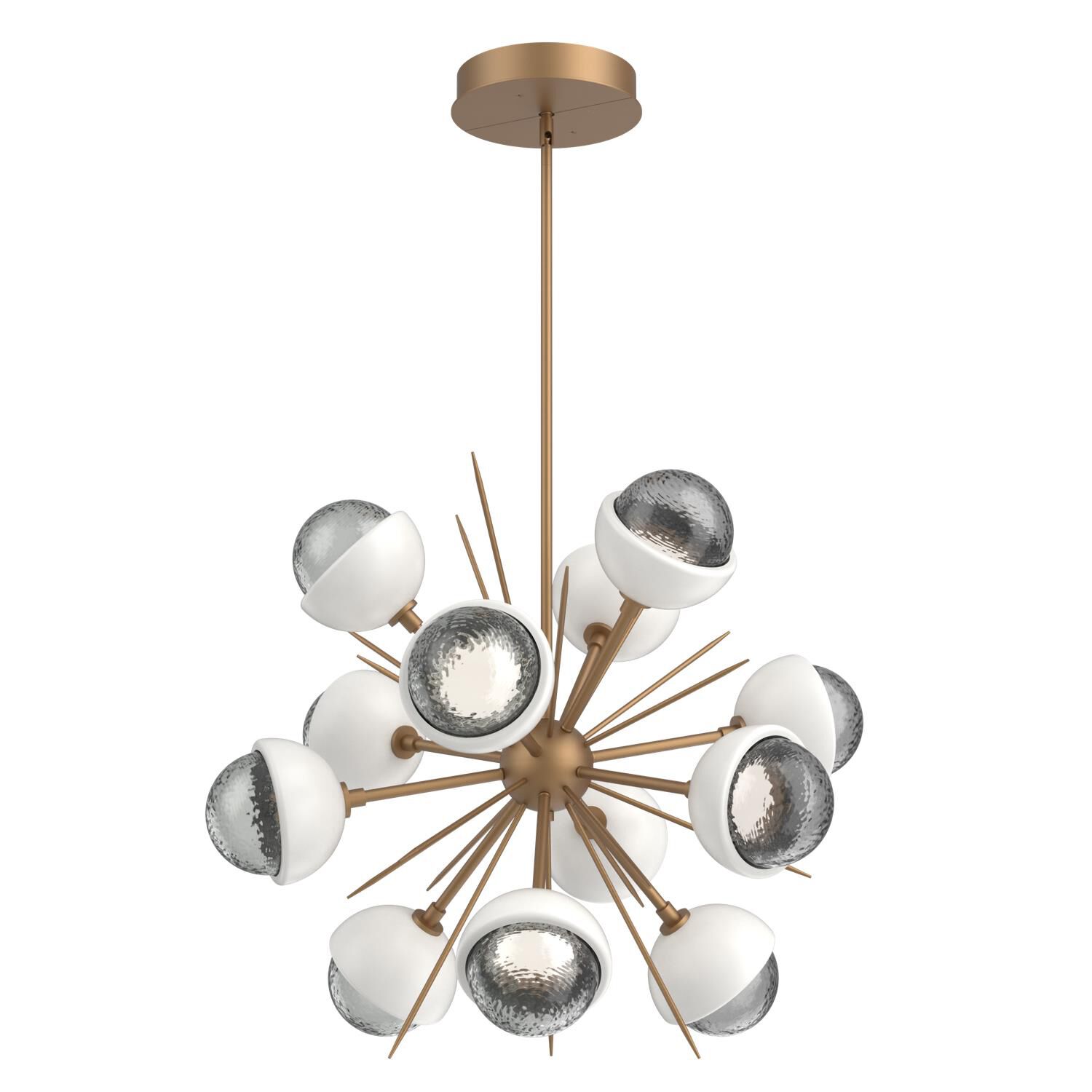 Shown in Novel Brass finish and Smoke glass and Salt White accent