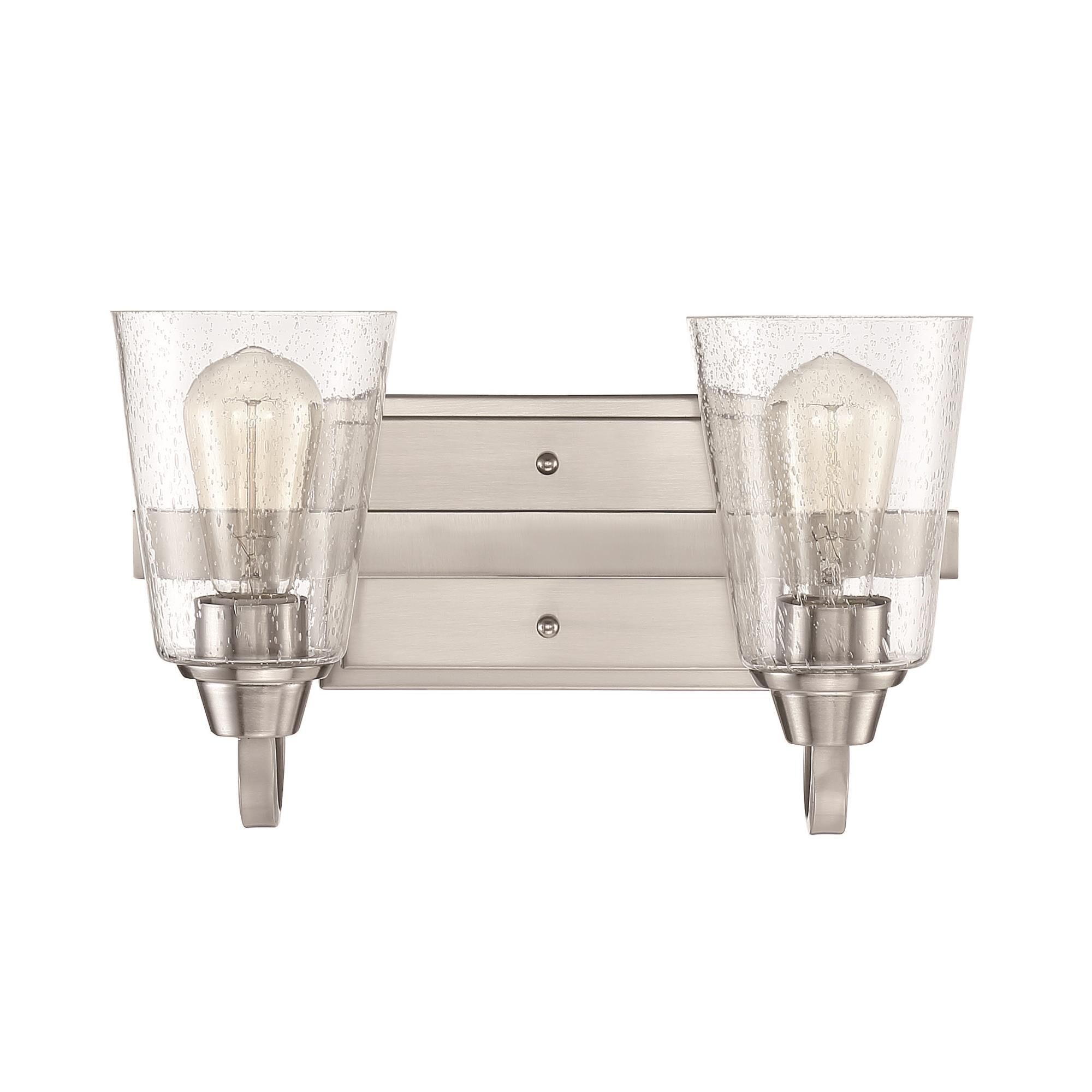 Shown in Brushed Polished Nickel finish and Clear Seeded glass and Glass shade