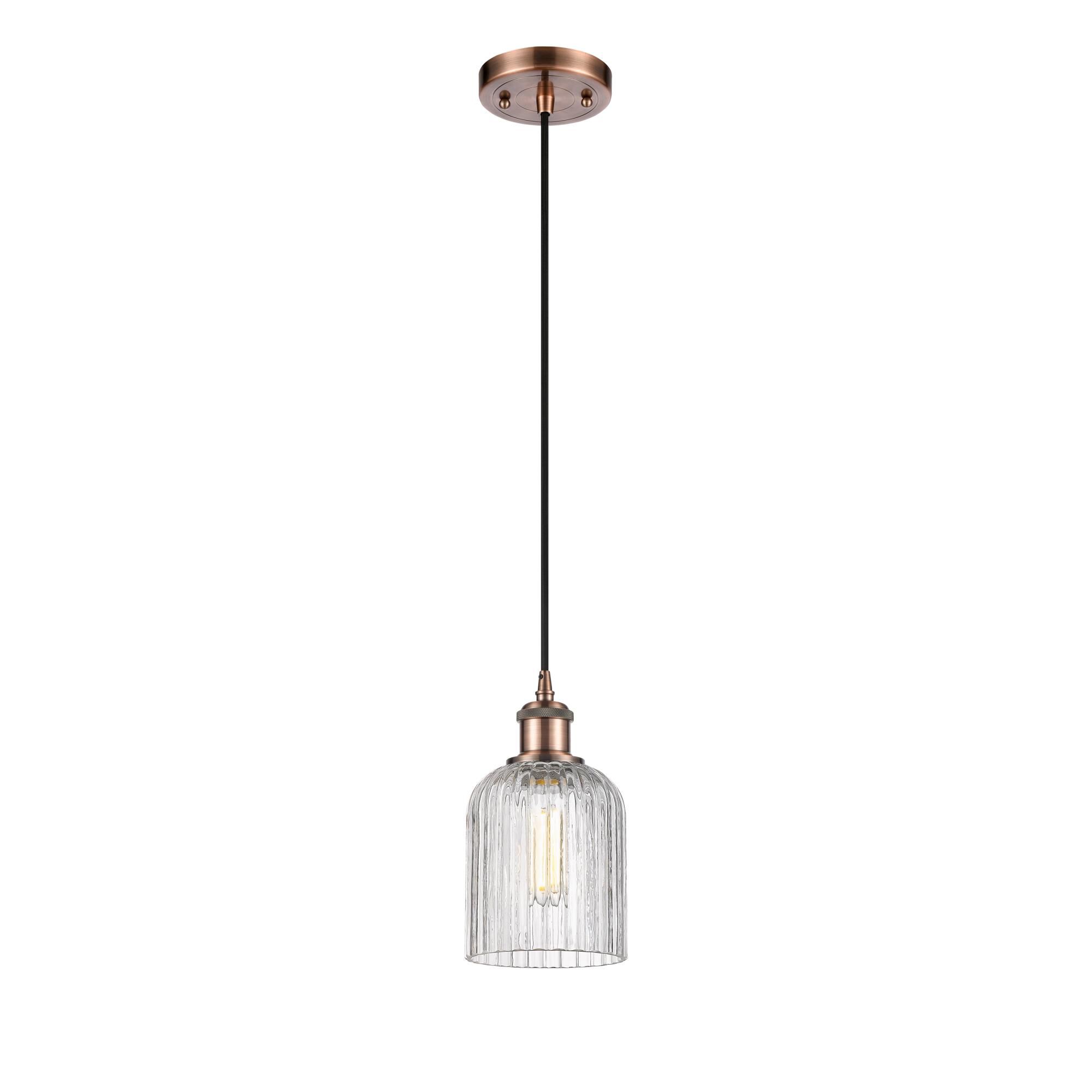 Shown in Antique Copper finish and Clear glass