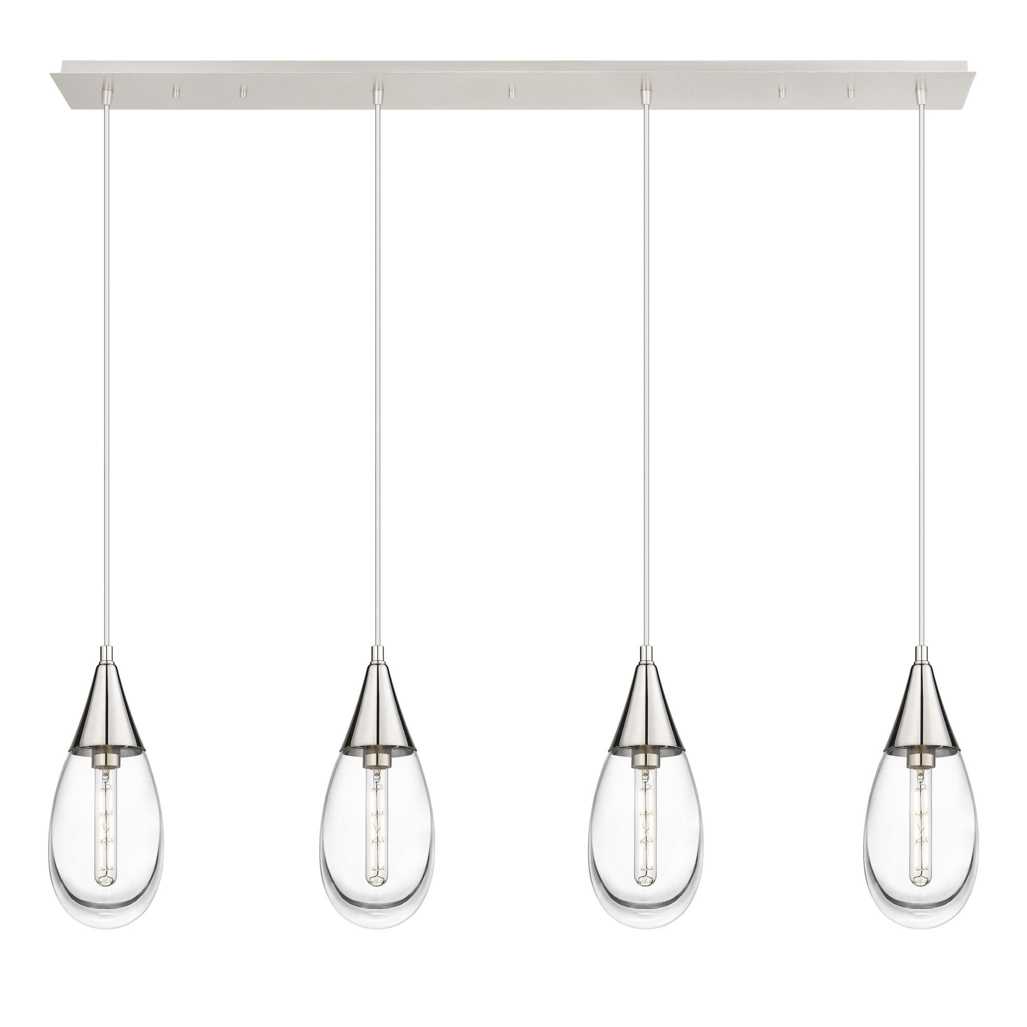 Shown in Polished Nickel finish and Clear glass and Clear Glass shade