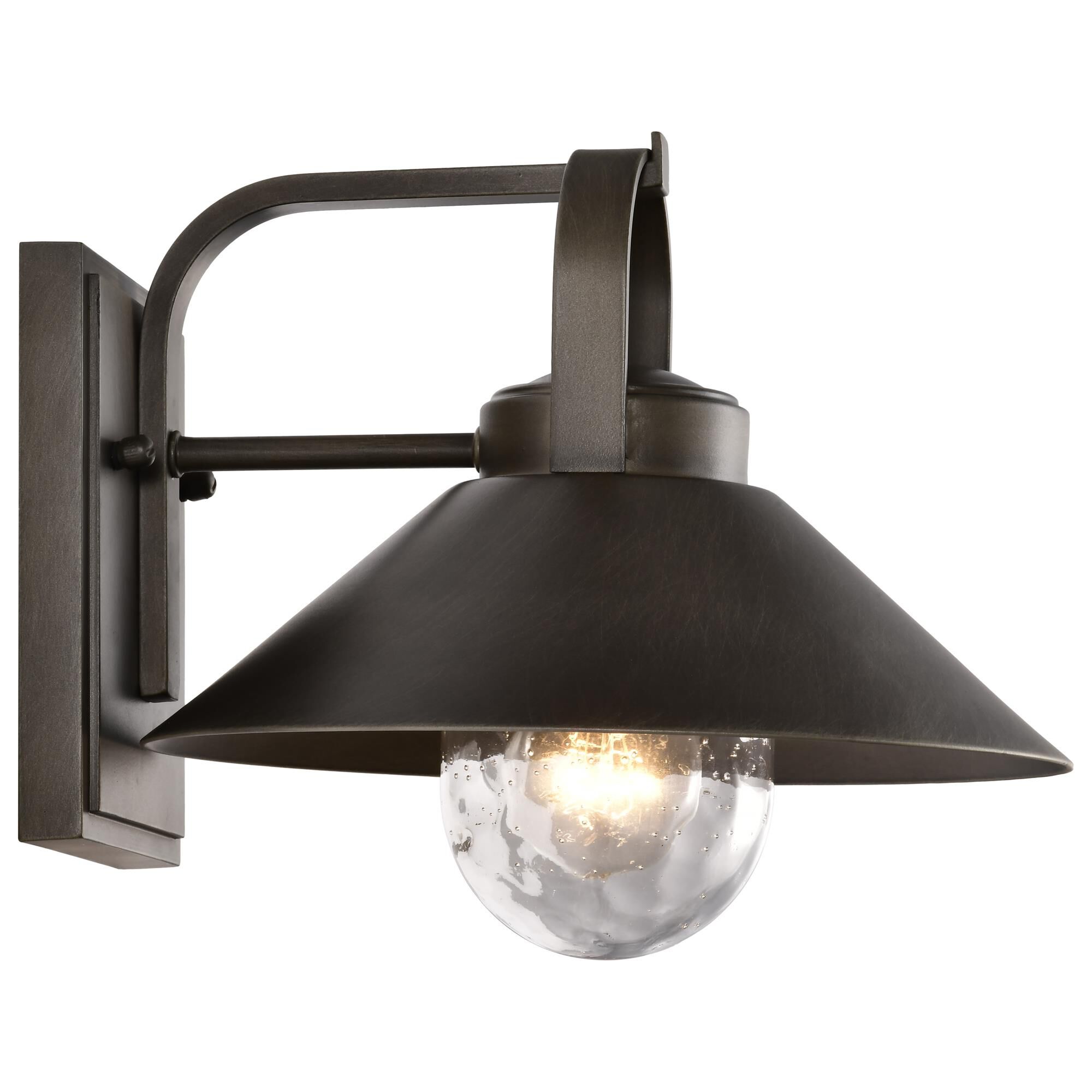 Shown in Bronze finish and Clear Seeded glass