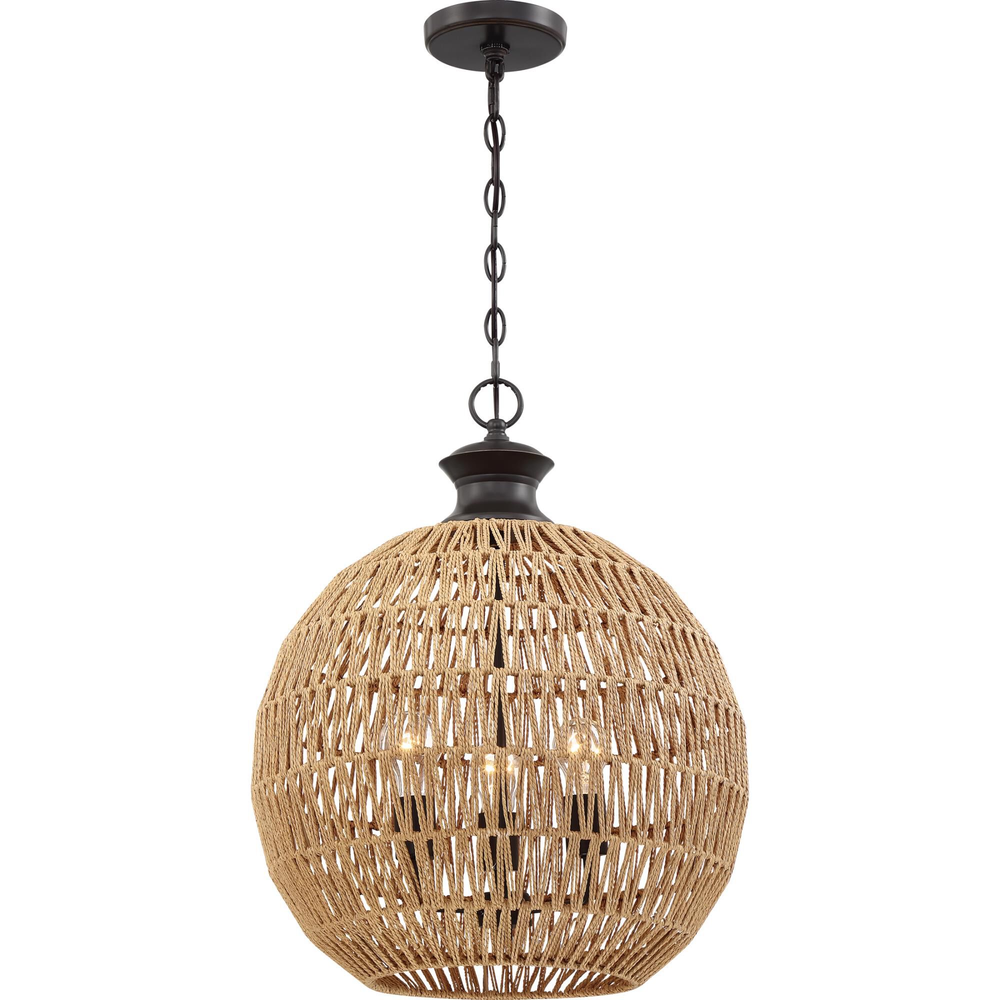 Shown in Palladian Bronze finish and Natual Rope Paper shade