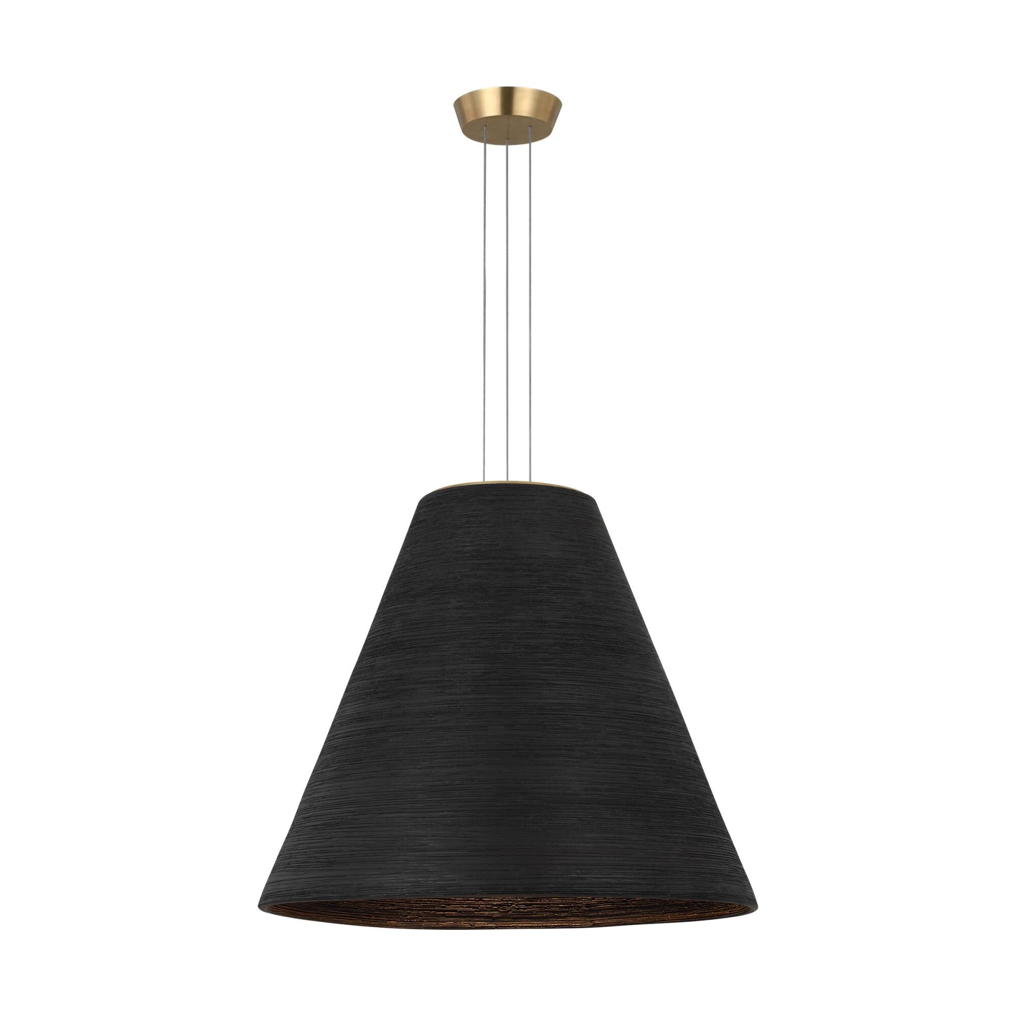 Shown in Natural Brass finish and Black glass and Ceramic shade