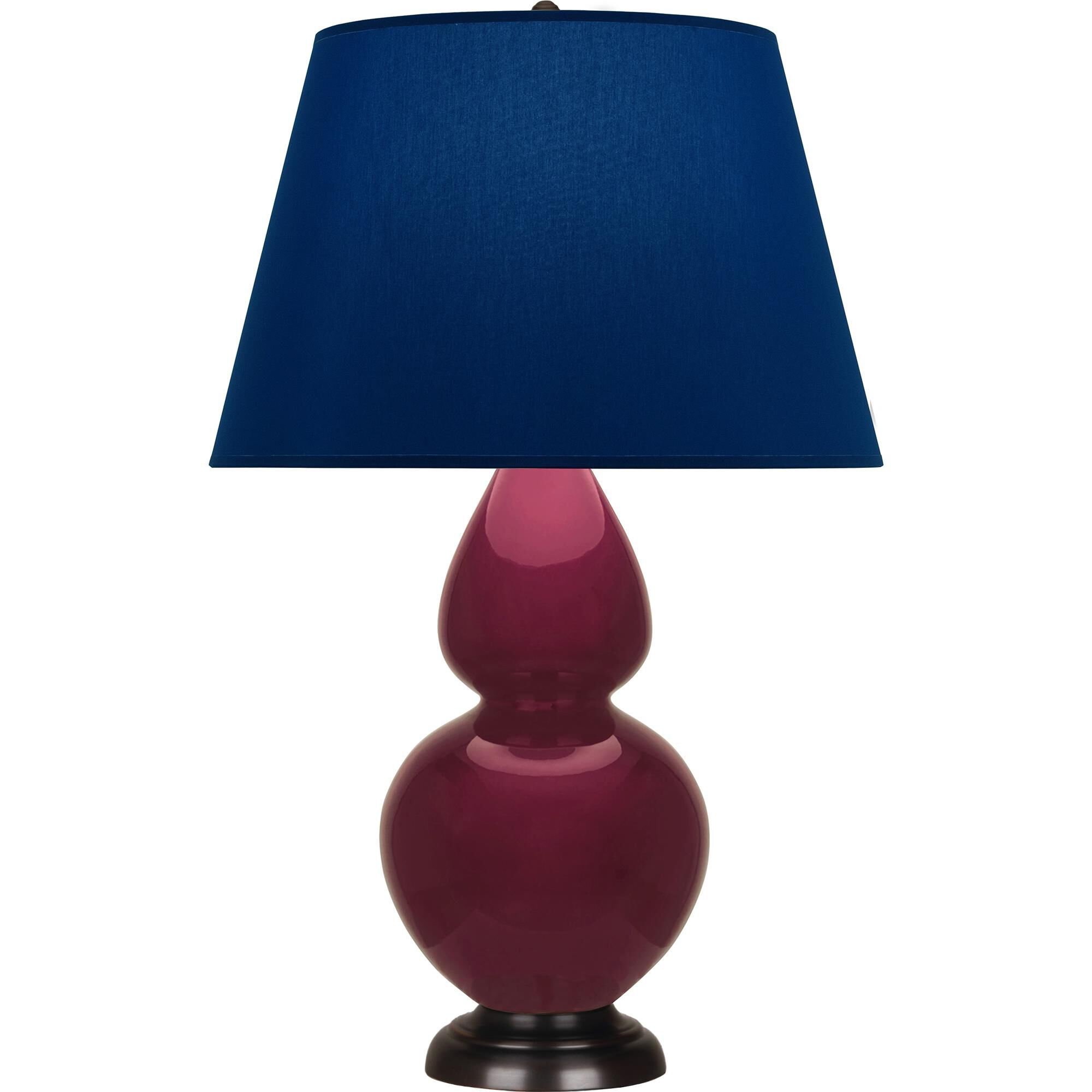 Shown in Sugar Plum Glazed finish and Navy with Gray Lining shade and Deep Patina Bronze accent