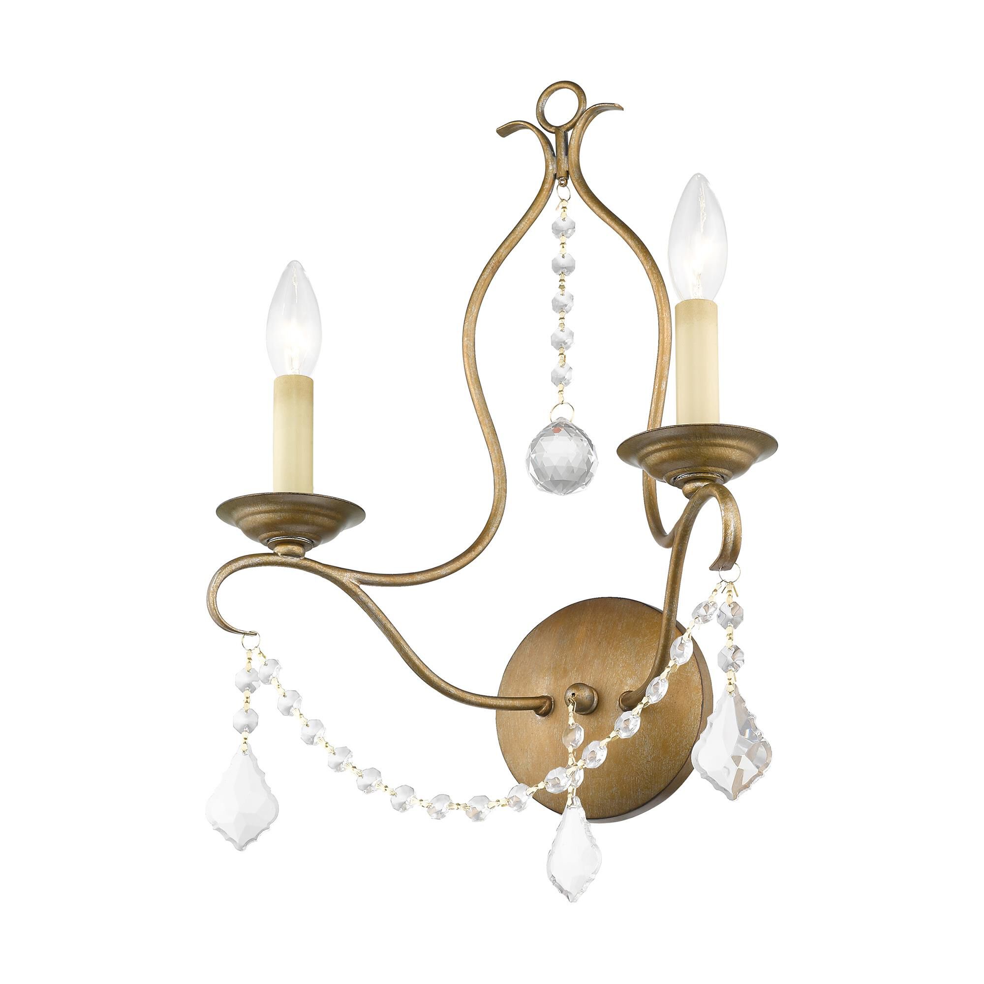 Shown in Antique Gold Leaf finish and Clear crystal
