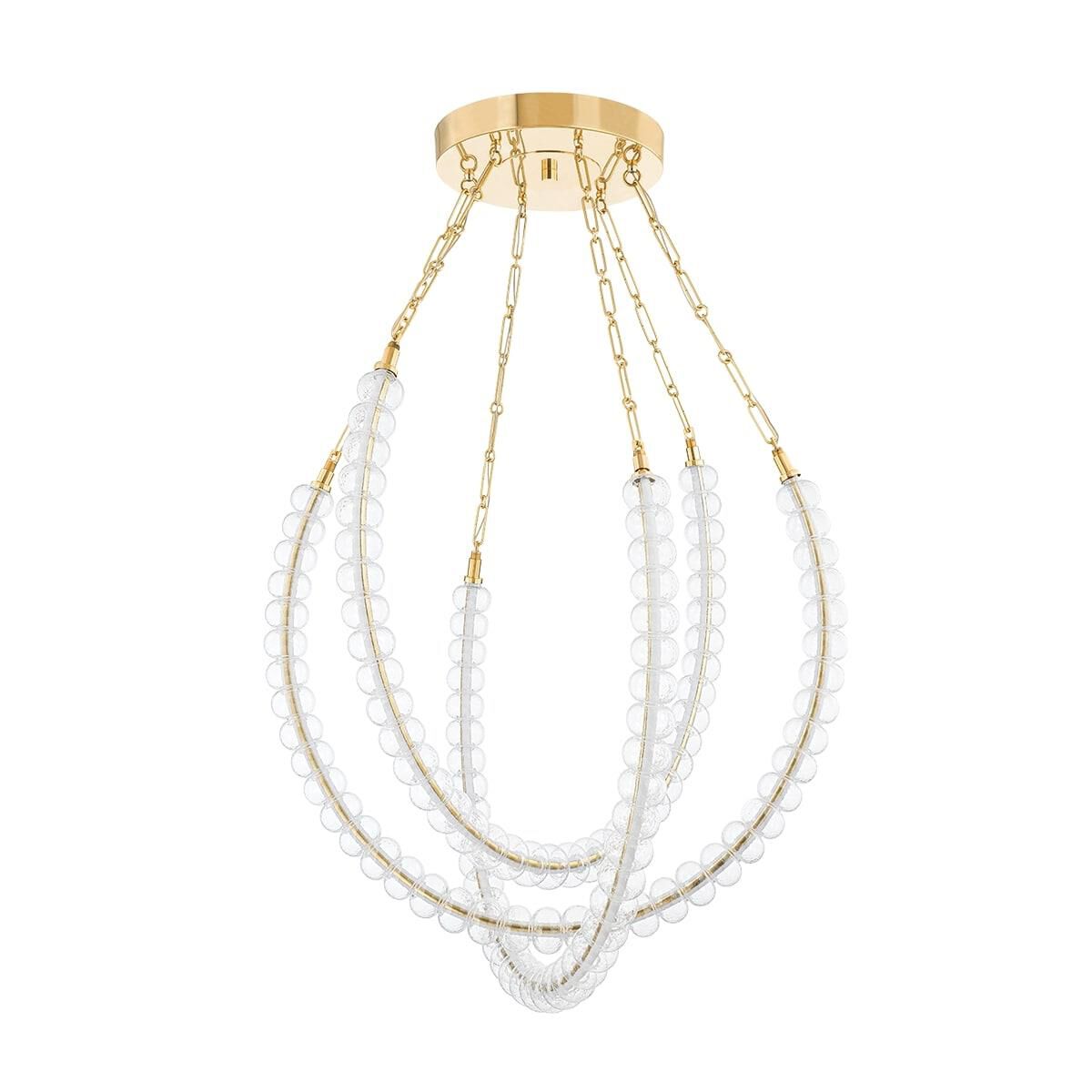 Shown in Vintage Brass finish and Cast glass