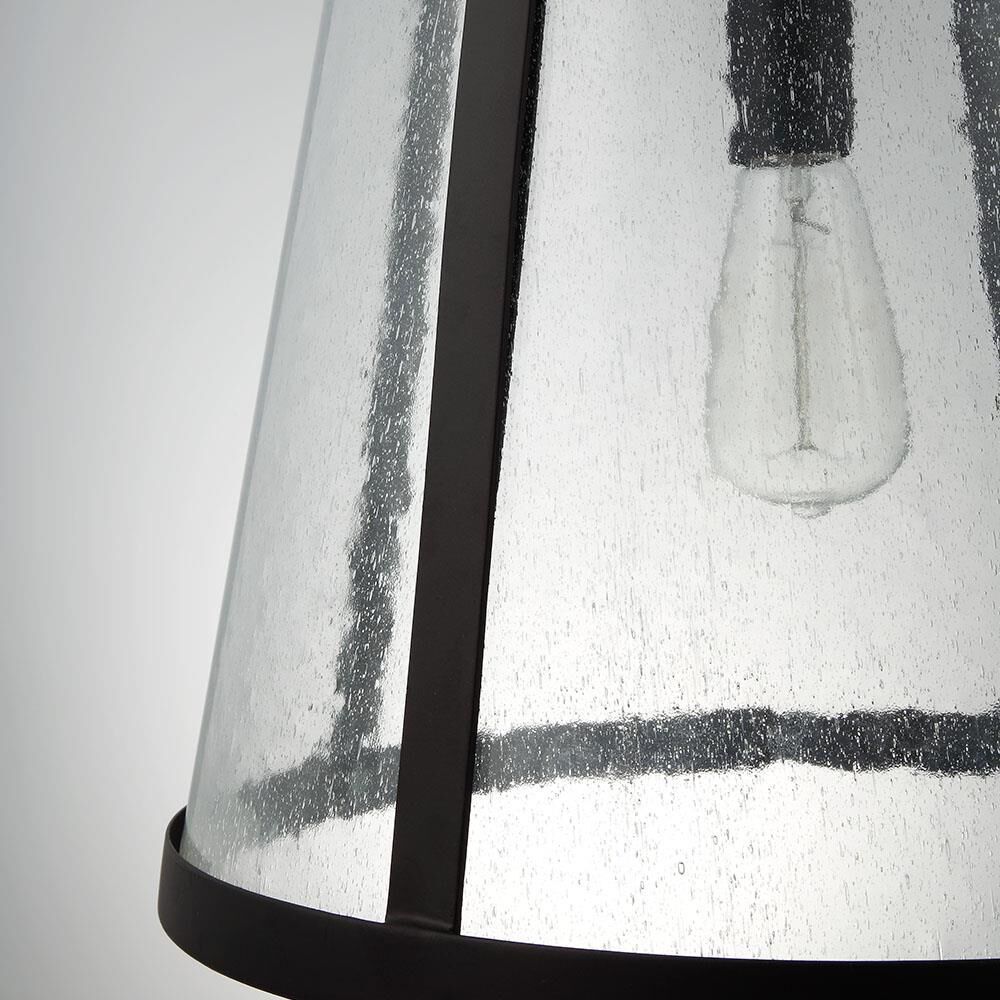 Shown in Oil Rubbed Bronze finish and Clear Seeded Panels glass