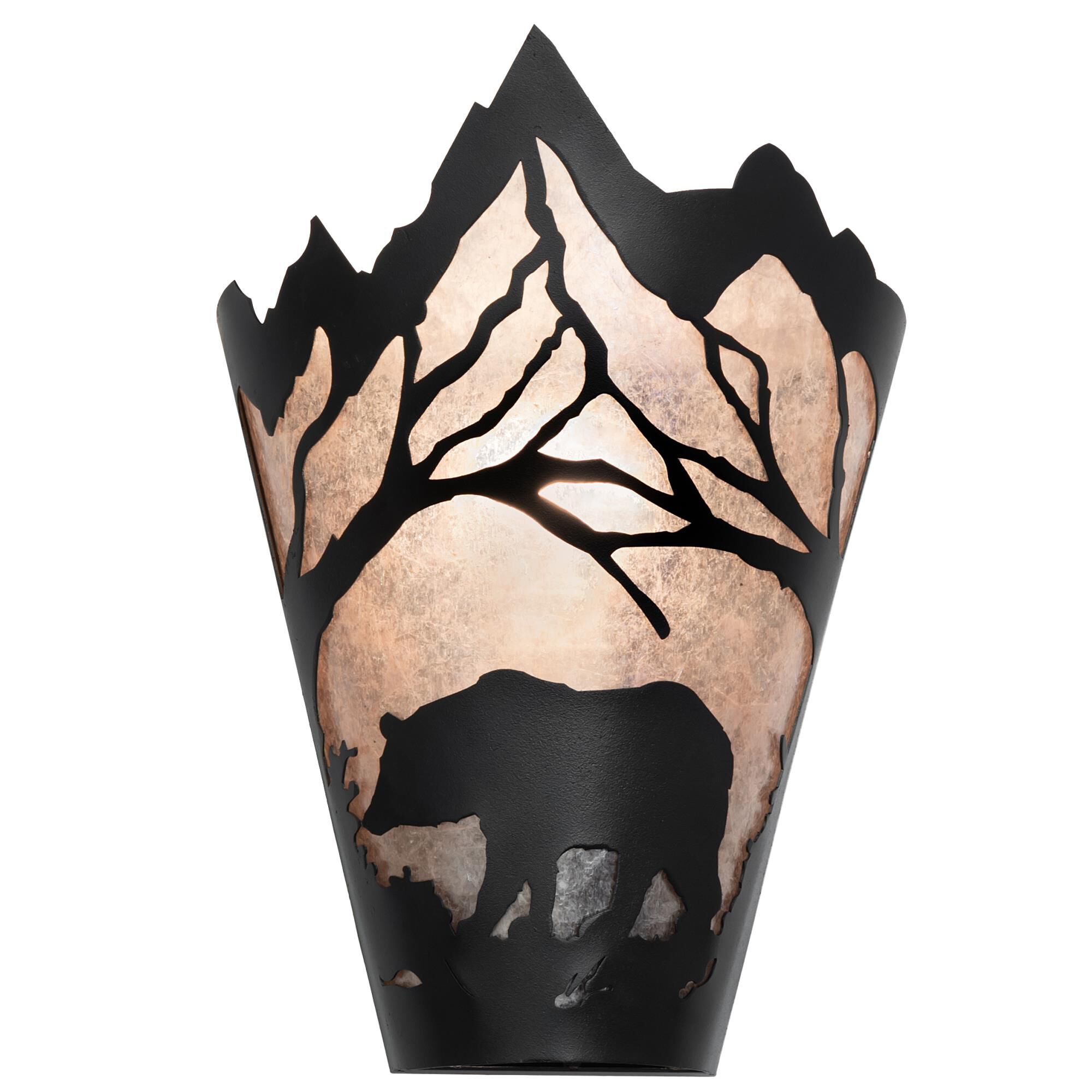 Shown with Black Metal Finish;Silver Mica glass