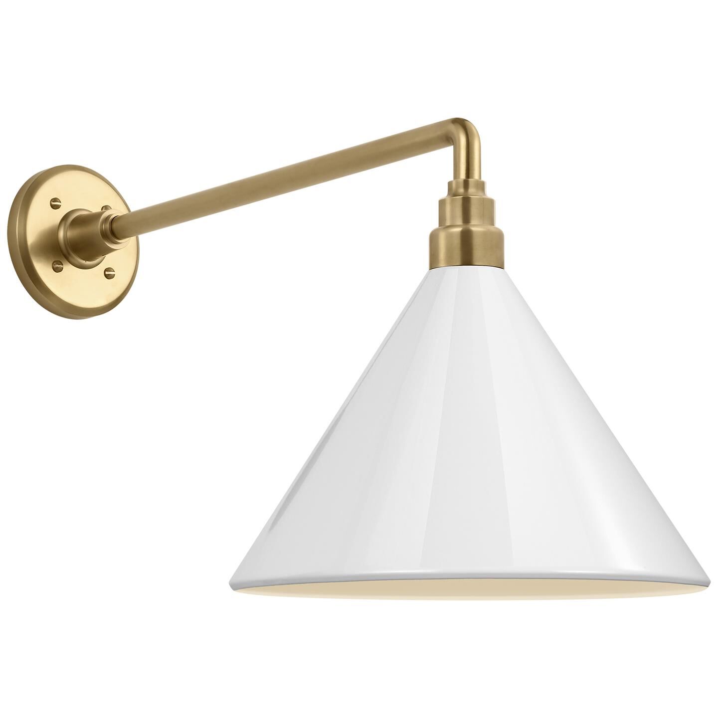 Shown in Hand-Rubbed Antique Brass finish and White Conical Savannah shade