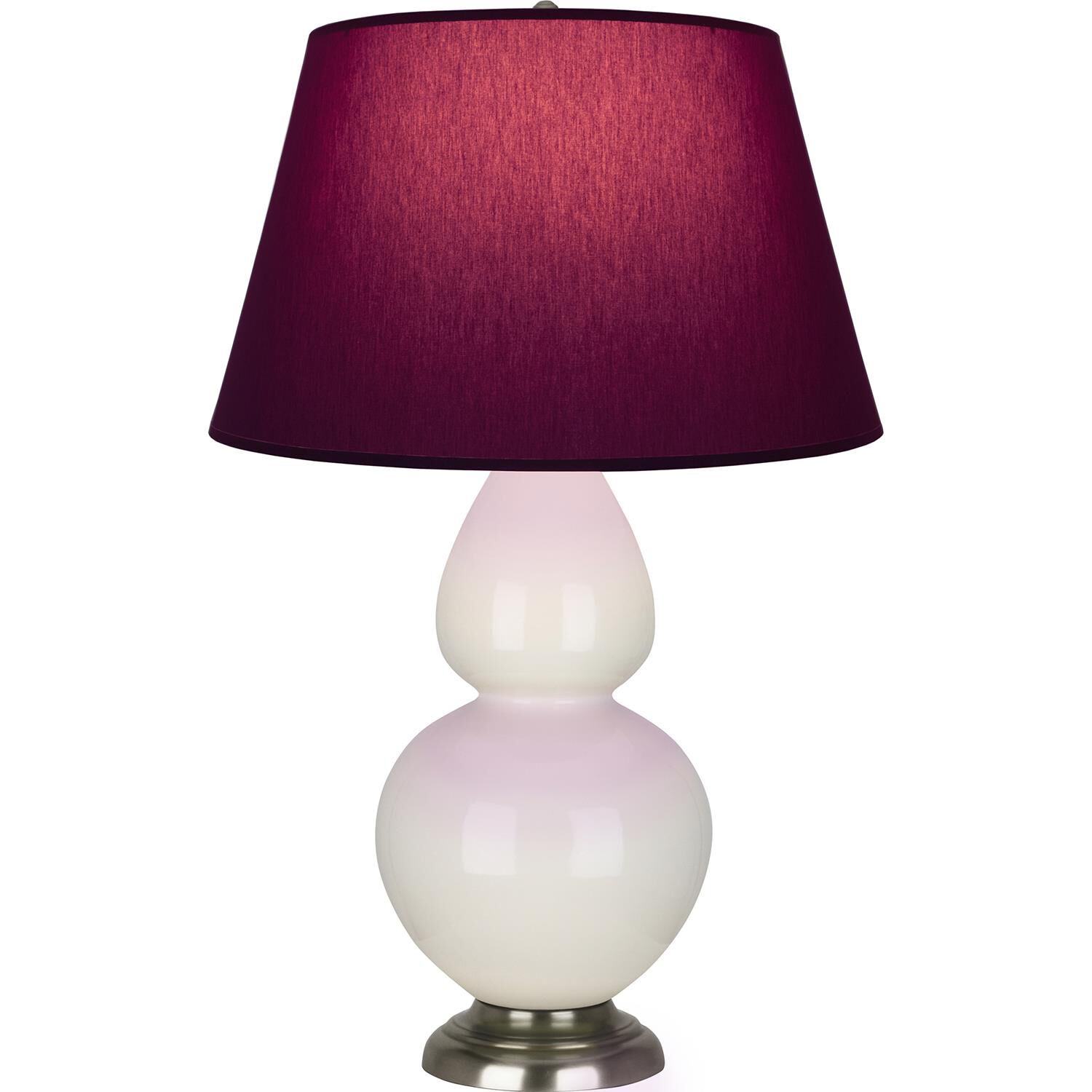 Shown in Bone finish and Plum and Lavender shade and Antique Silver accent