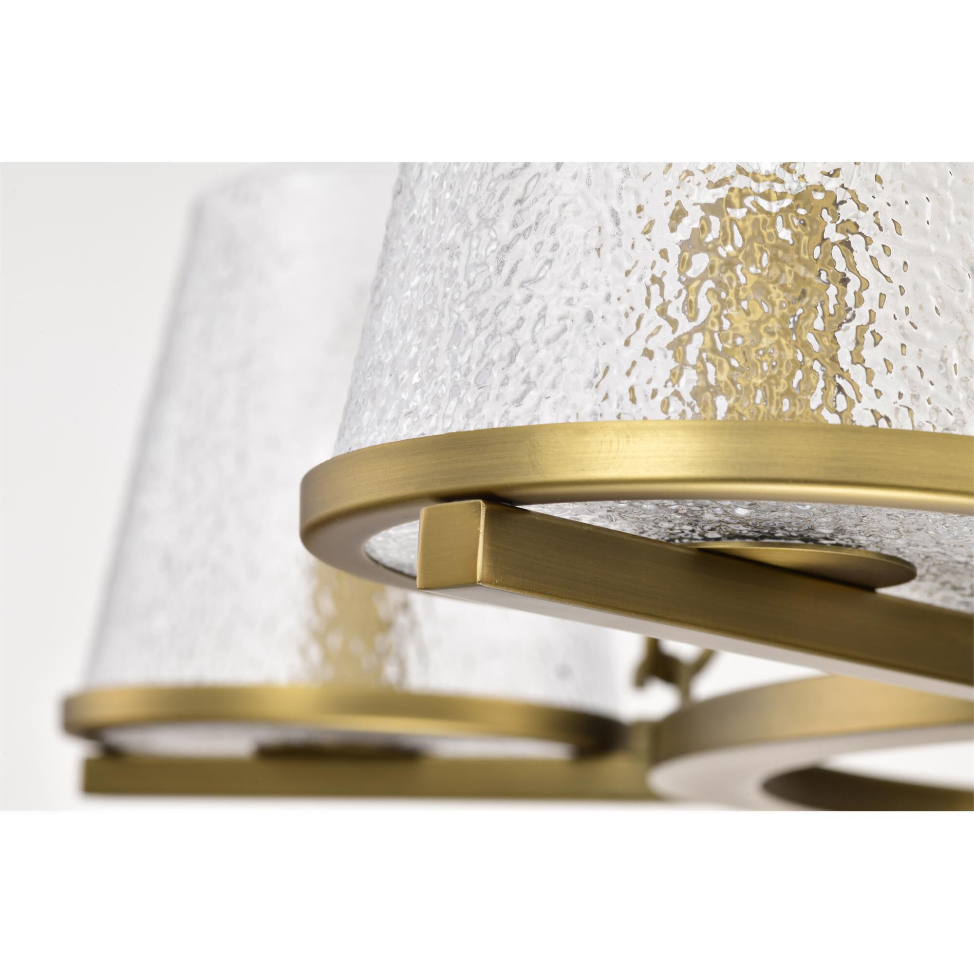 Shown in Vintage Brass finish and Hammered glass