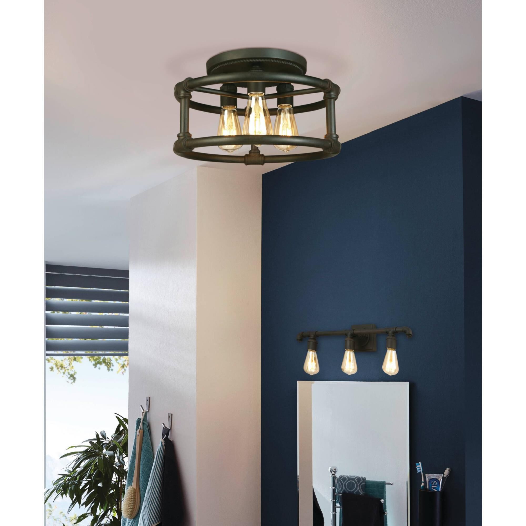 Eglo Wymer 15 Inch 3 Light Semi Flush Mount by Eglo Lighting