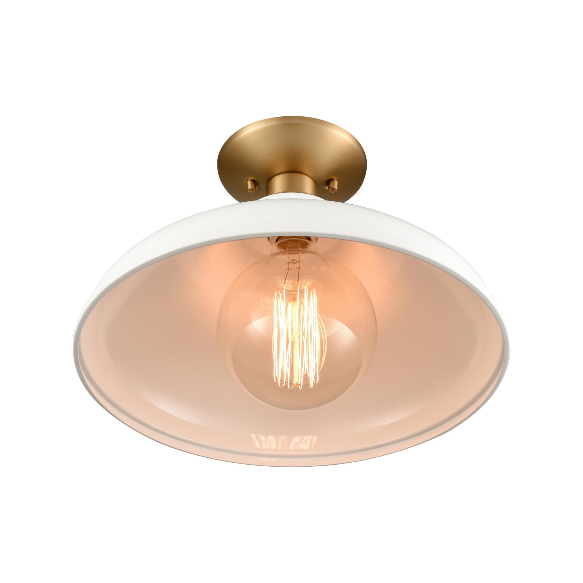 Shown in Brushed Gold finish and Matte White Metal Shade glass and Matte White Metal shade