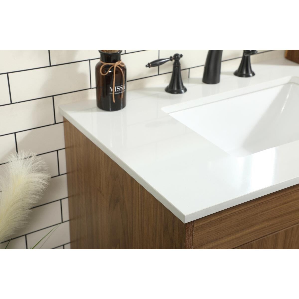 Shown in Walnut Brown finish and Without Backsplash accent