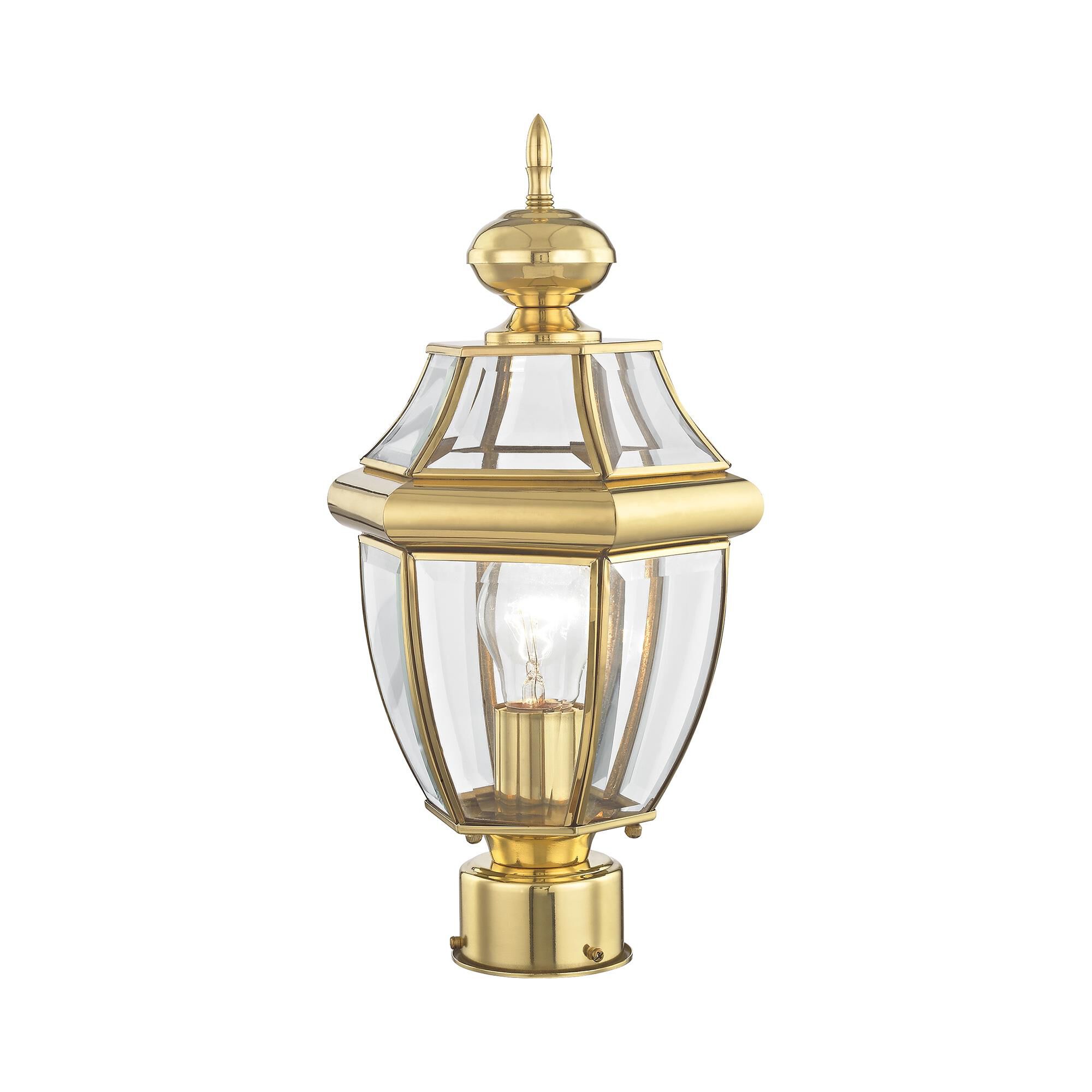 Shown in Polished Brass finish and Clear Beveled glass